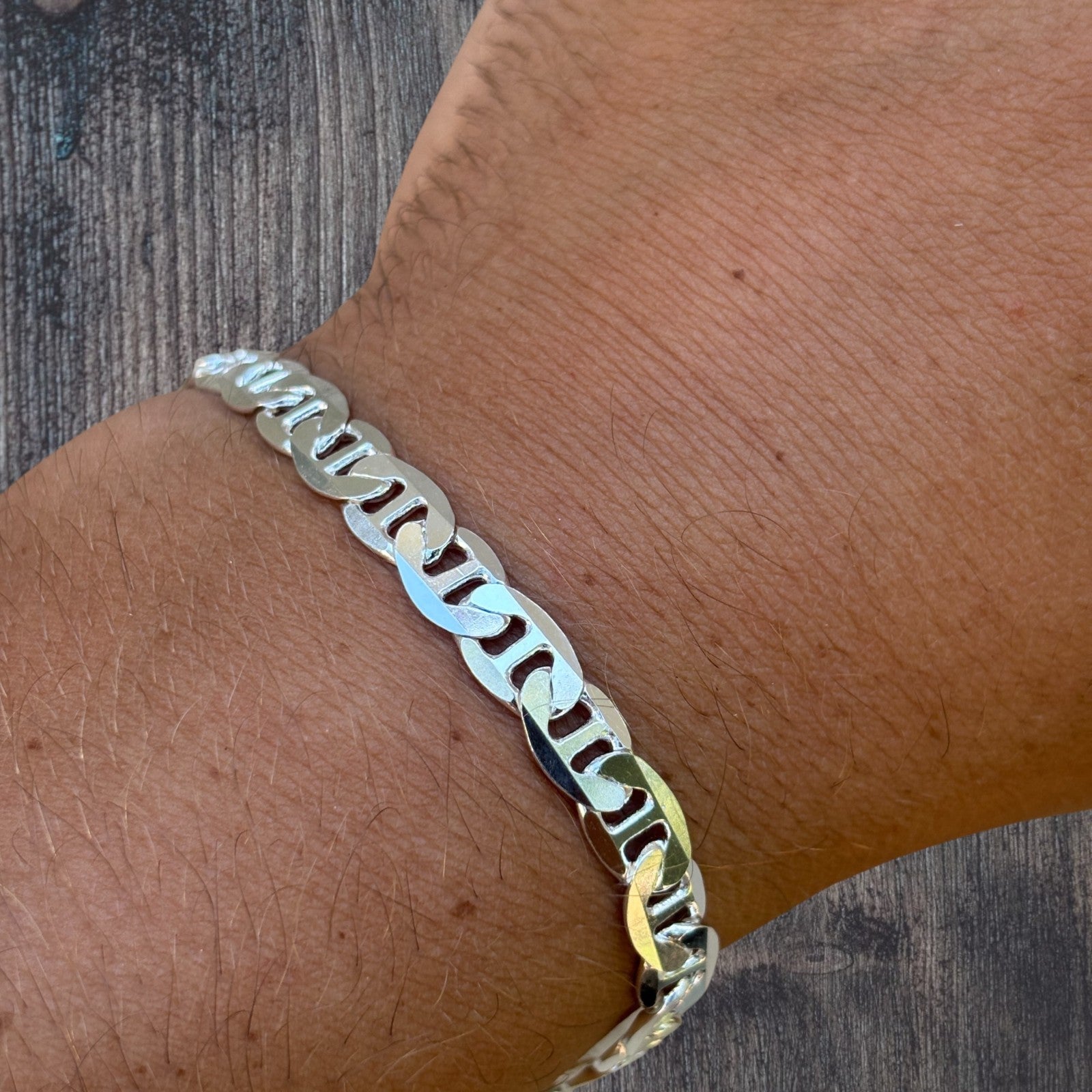 925 Sterling Silver 6mm Mariner Bracelet