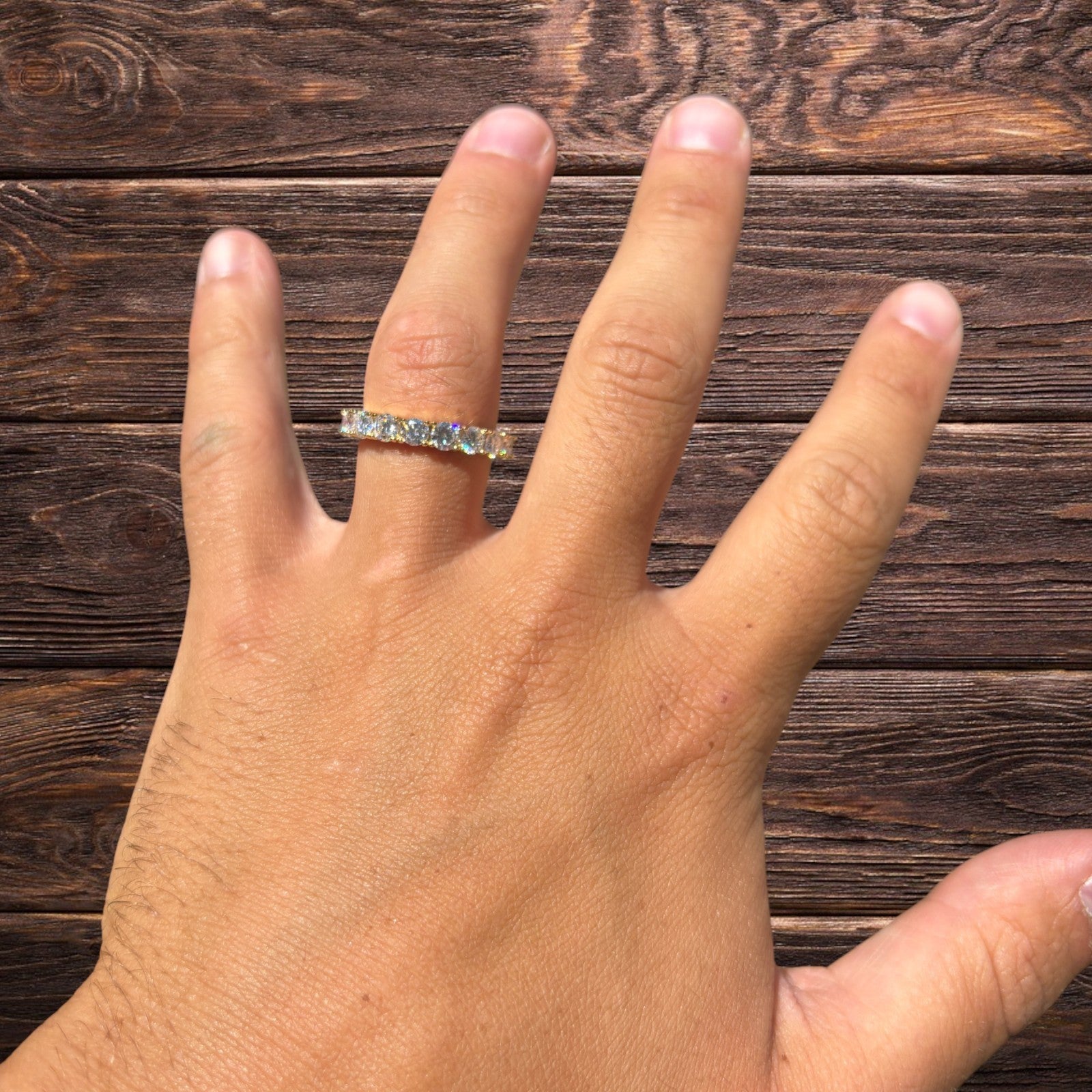 925 Sterling Silver 4mm Moissanite Wedding Band Eternity Ring