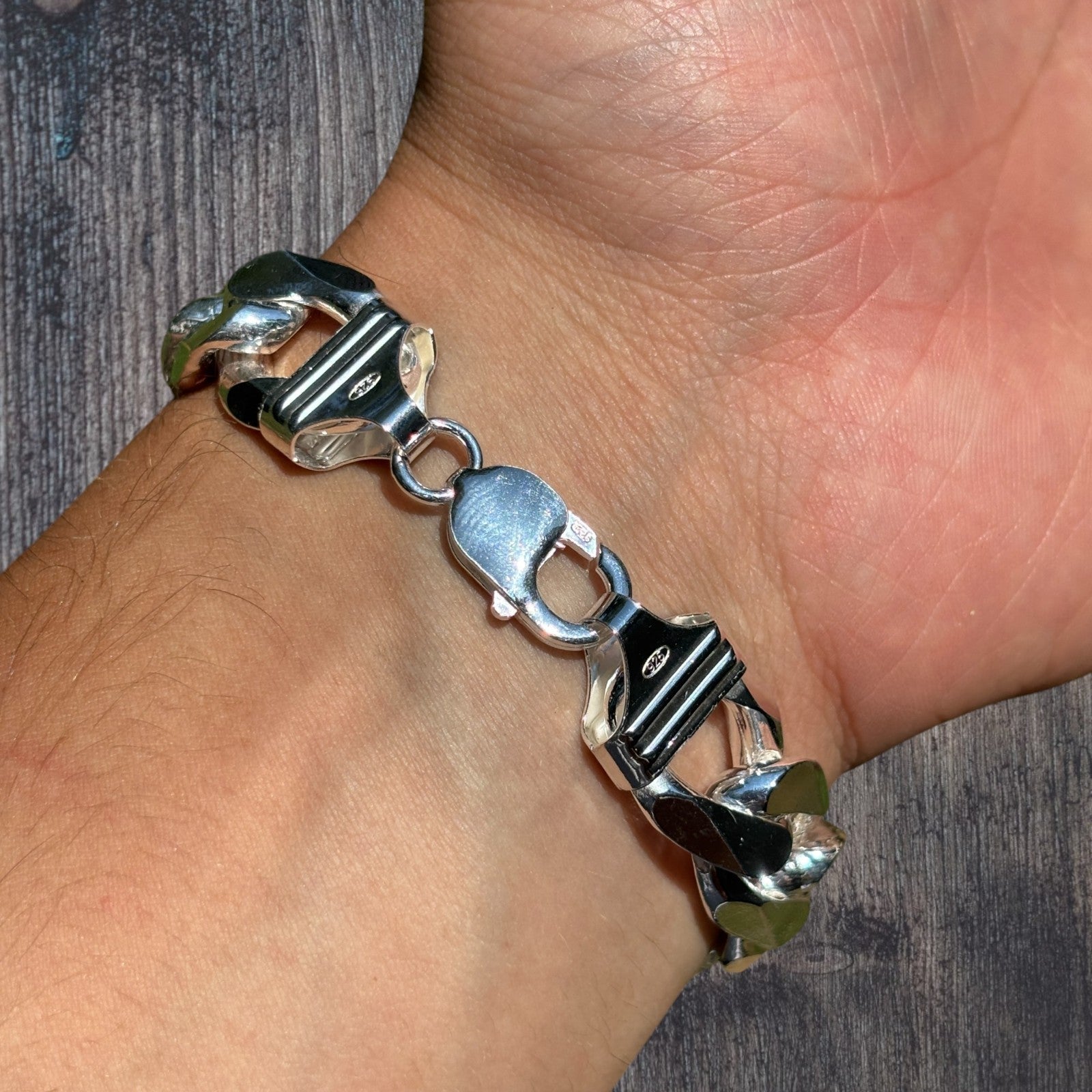 925 Sterling Silver 16mm Curb Bracelet