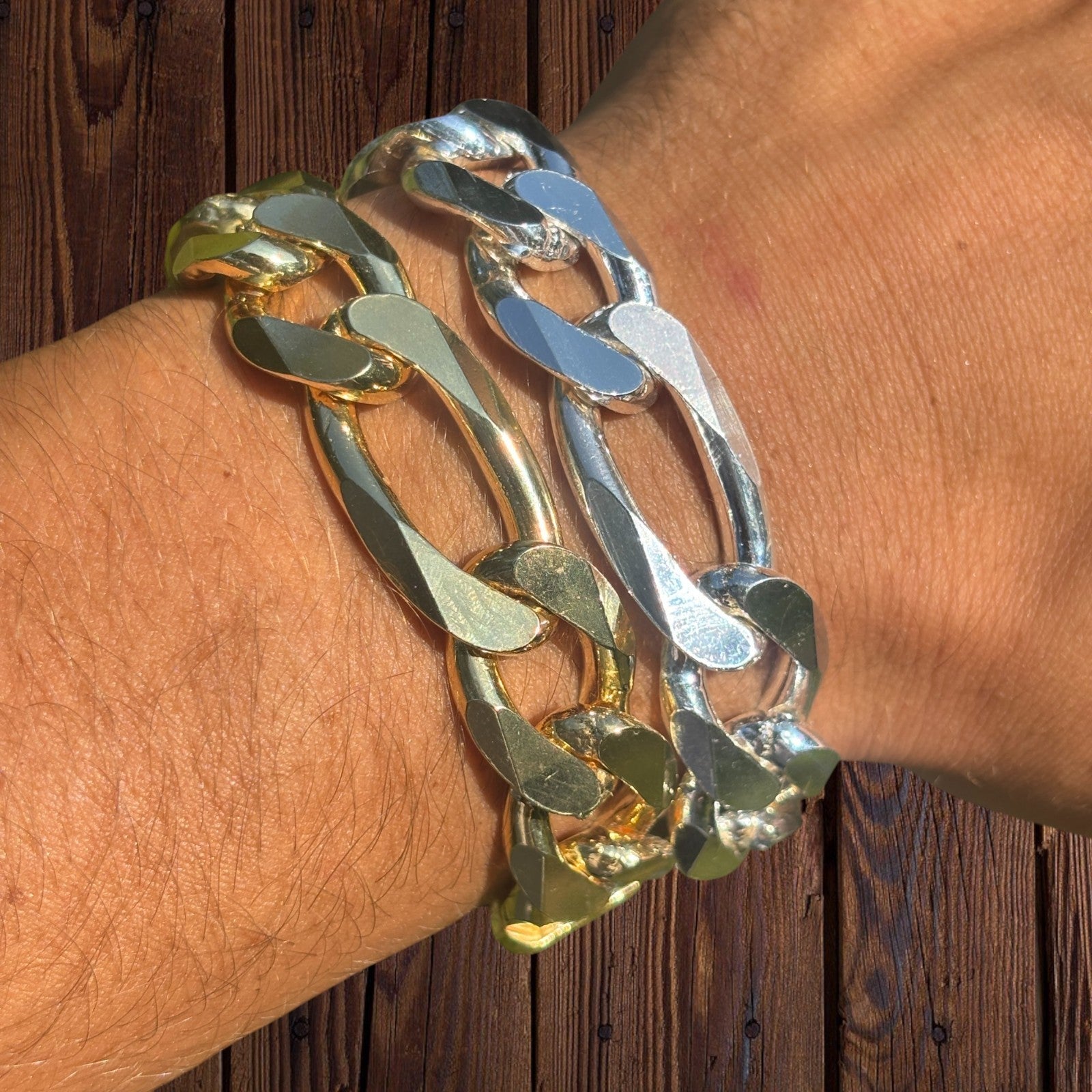 925 Sterling Silver 16mm Figaro Bracelet