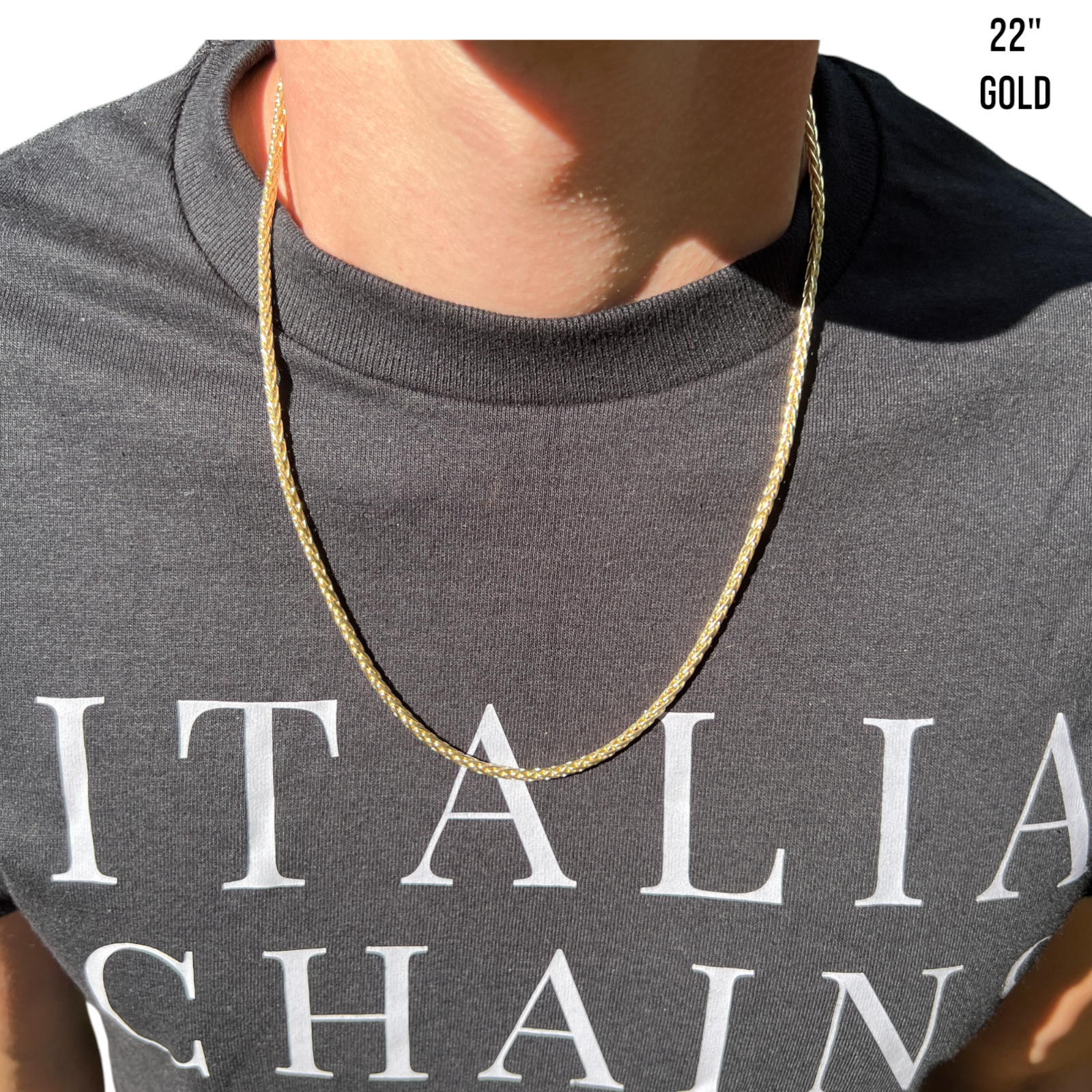925 Sterling Silver 3mm Wheat Chain Necklace - ITALIA Chains