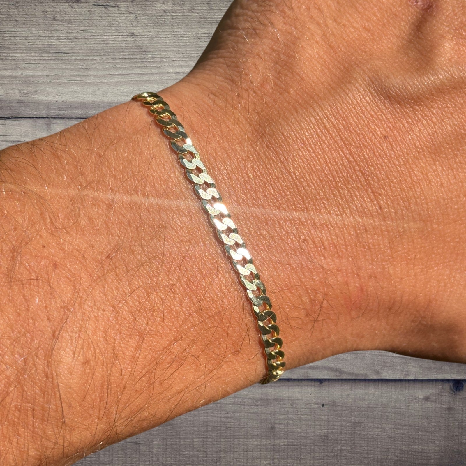 925 Sterling Silver 4mm Flat Curb Bracelet