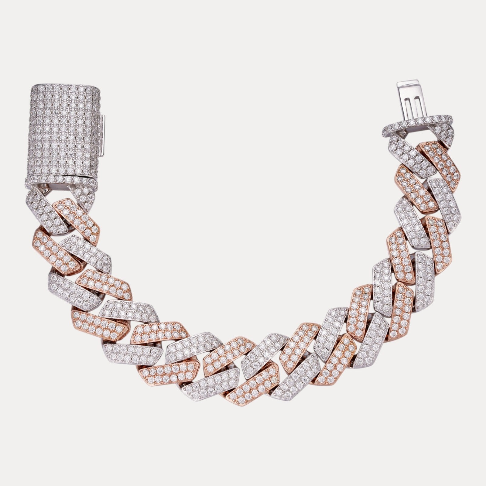 925 Sterling Silver 20mm Moissanite Cuban Prong Bracelet