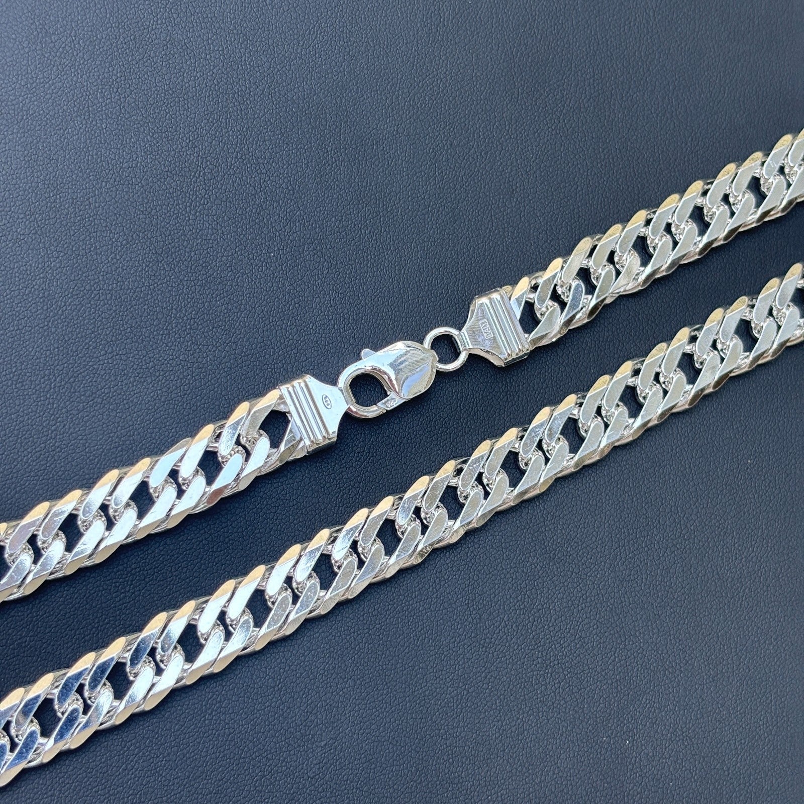 925 Sterling Silver 12mm Double Curb Chain Necklace