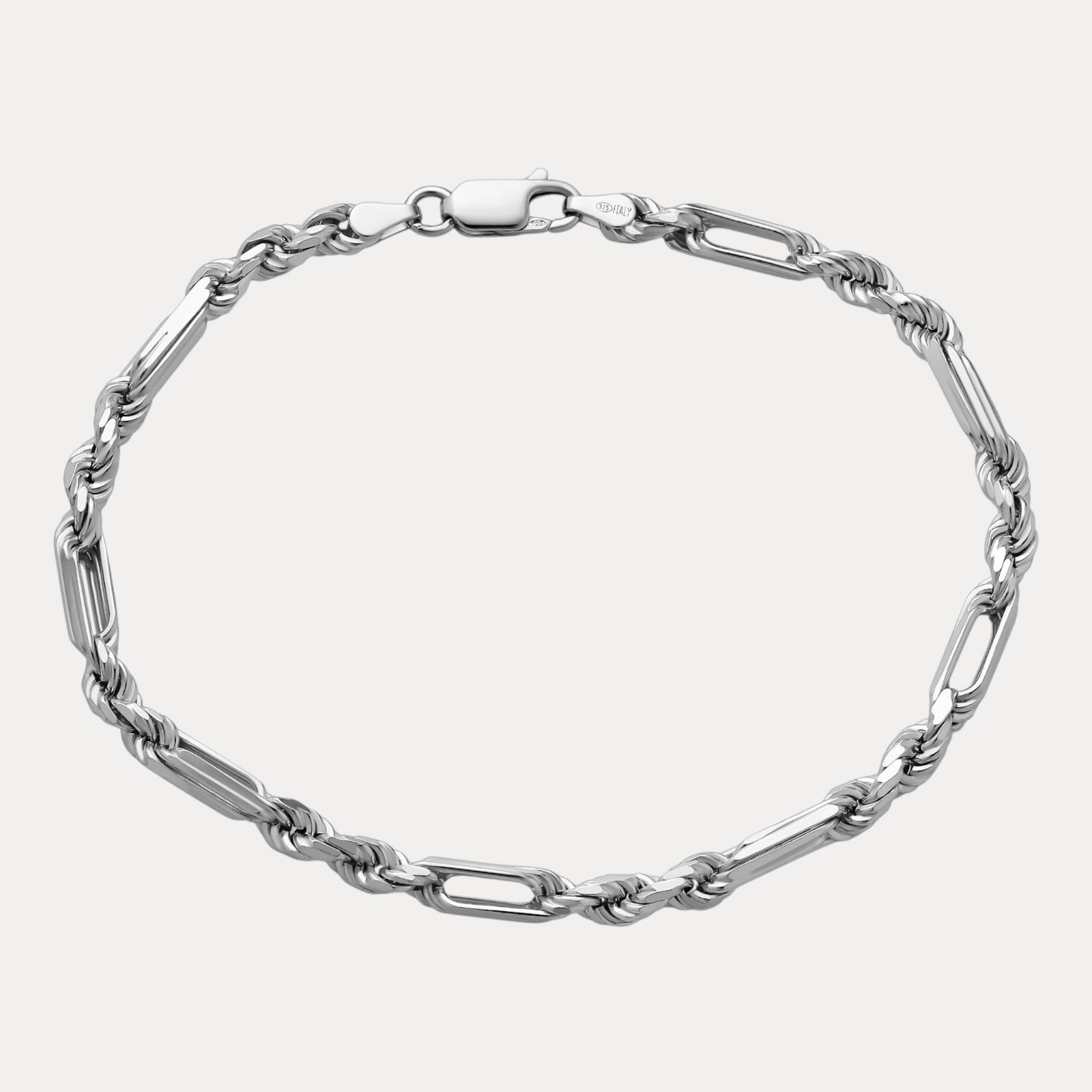 925 Sterling Silver 4mm Figarope Milano Bracelet