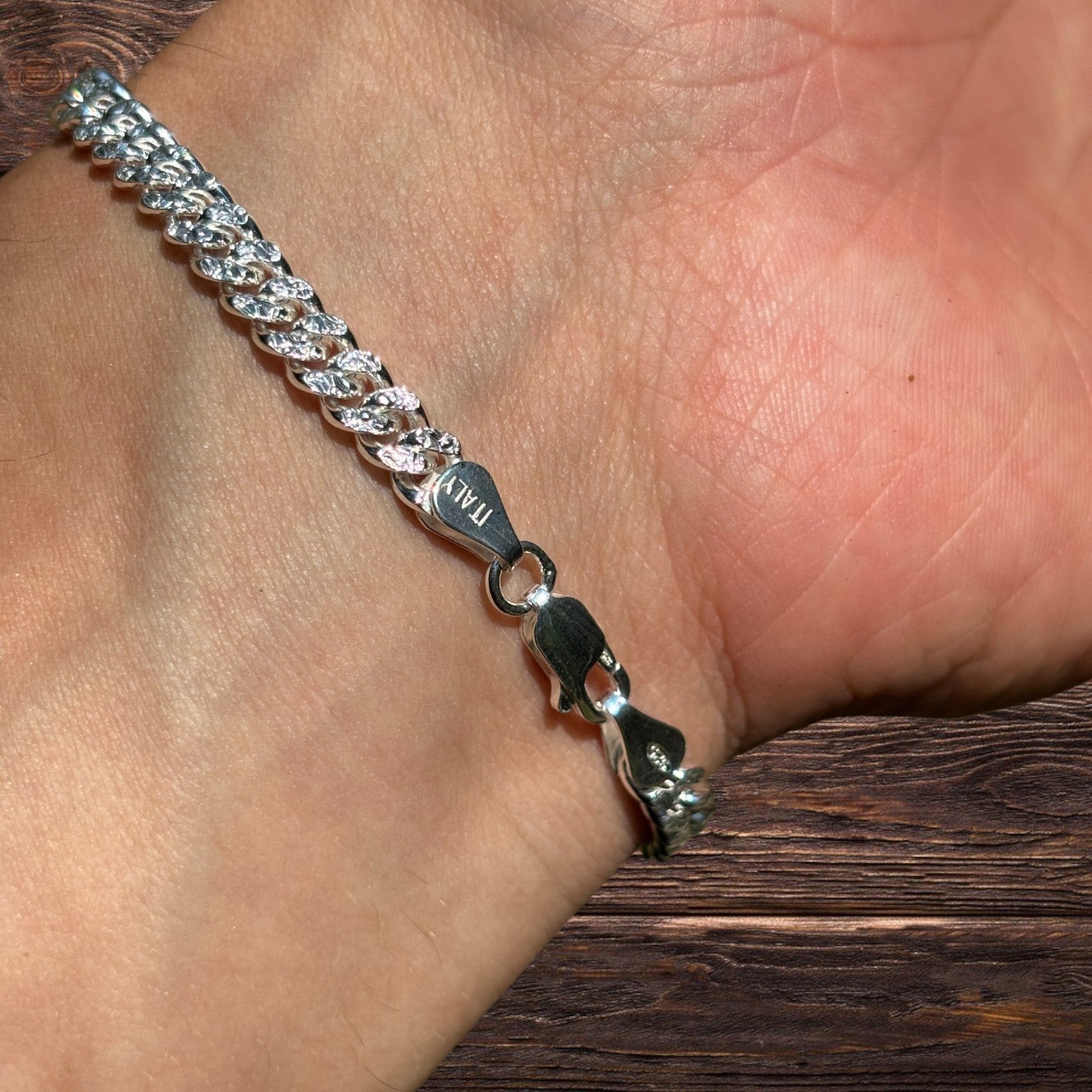 925 Sterling Silver 5mm Diamond Cut Miami Cuban Bracelet