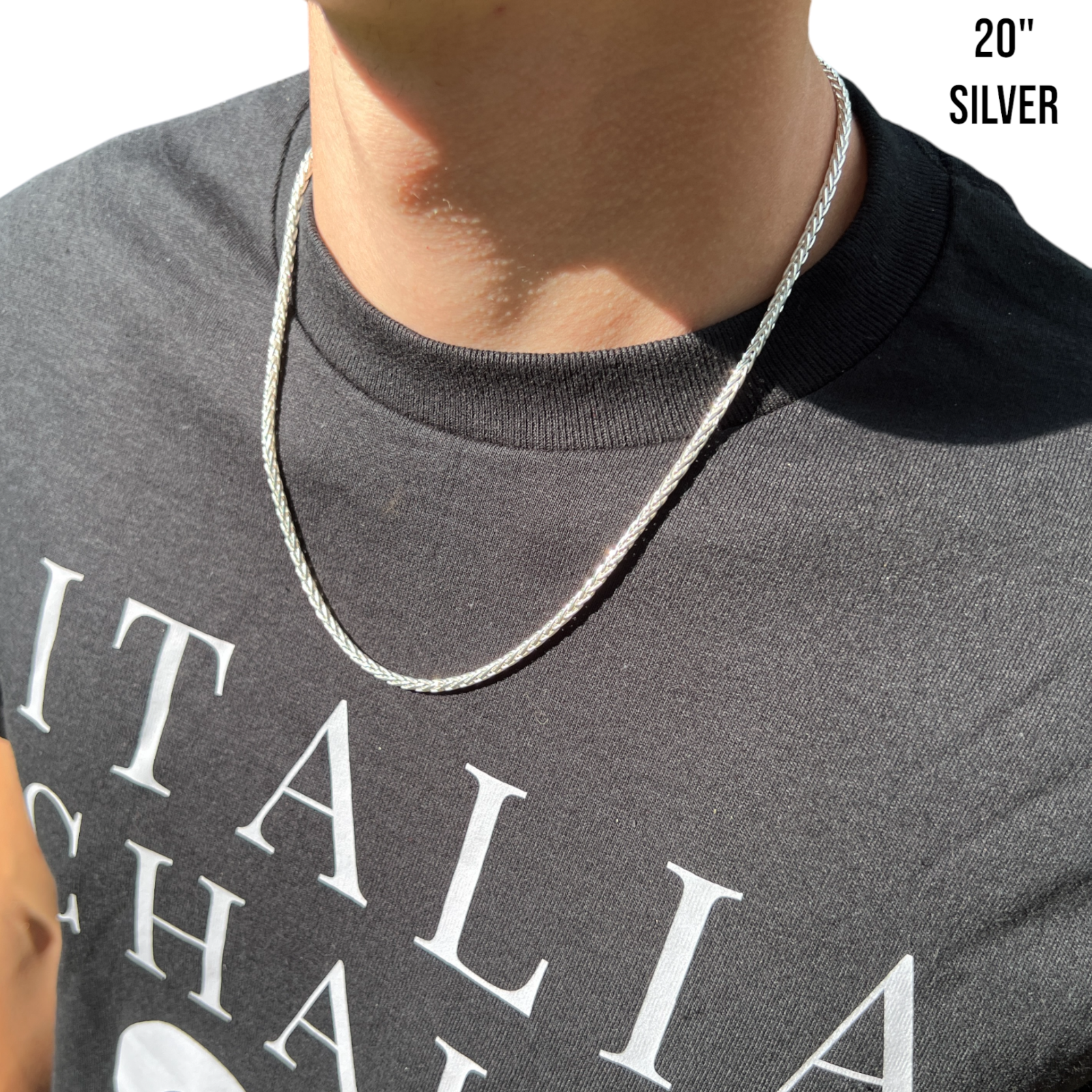 925 Sterling Silver 3mm Wheat Chain Necklace - ITALIA Chains