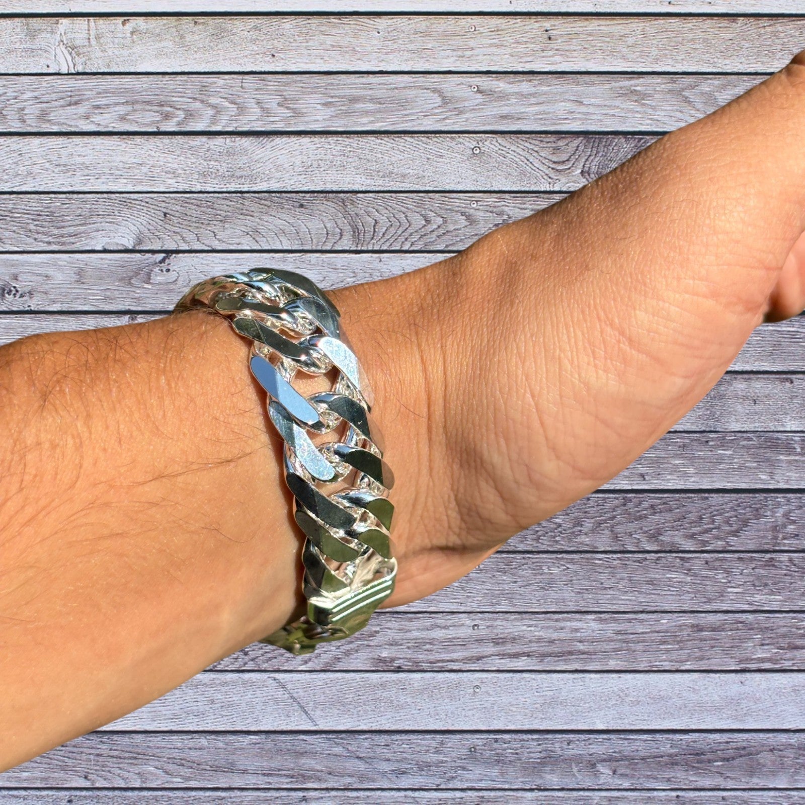 925 Sterling Silver 16mm Double Curb Bracelet