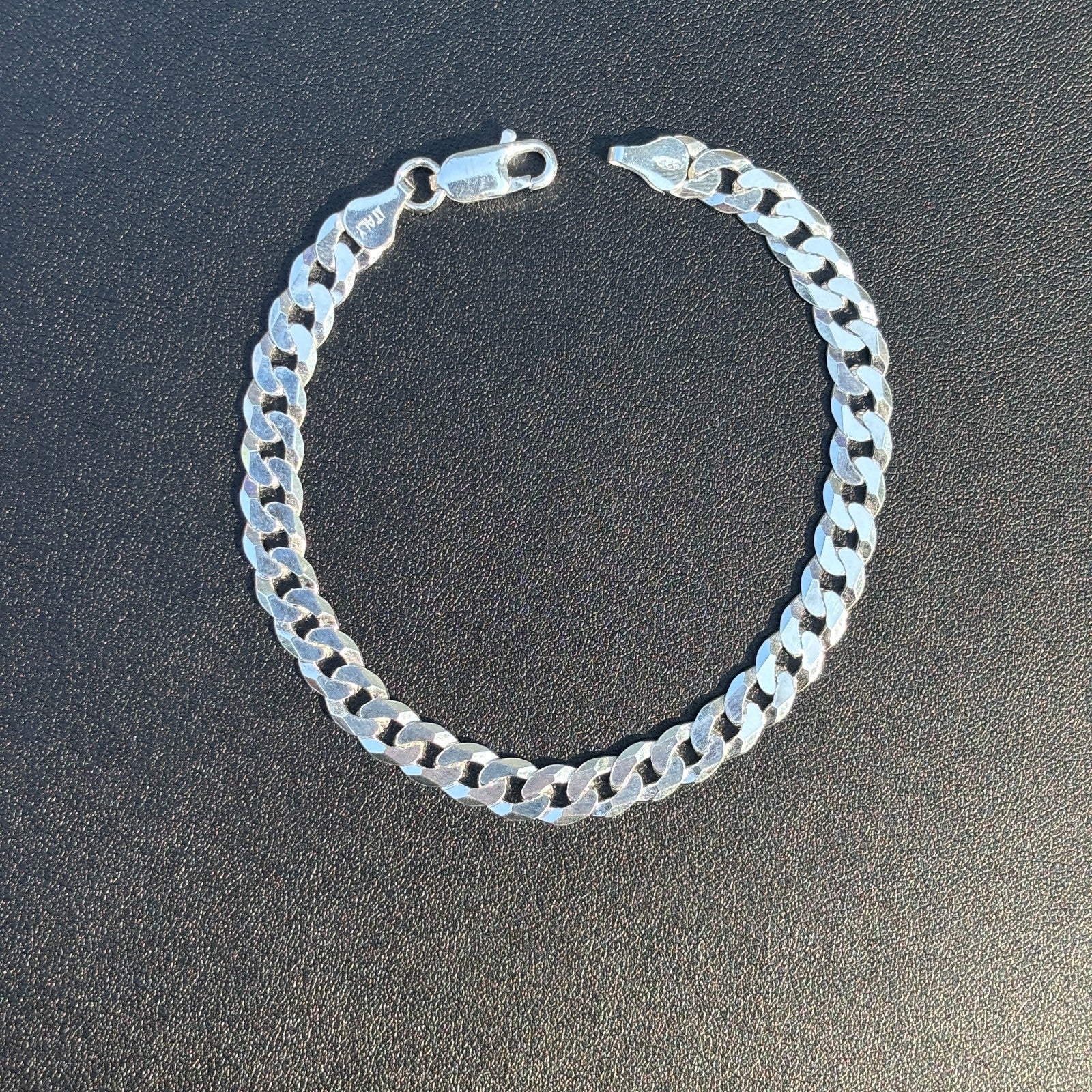 925 Sterling Silver 7mm Flat Curb Bracelet