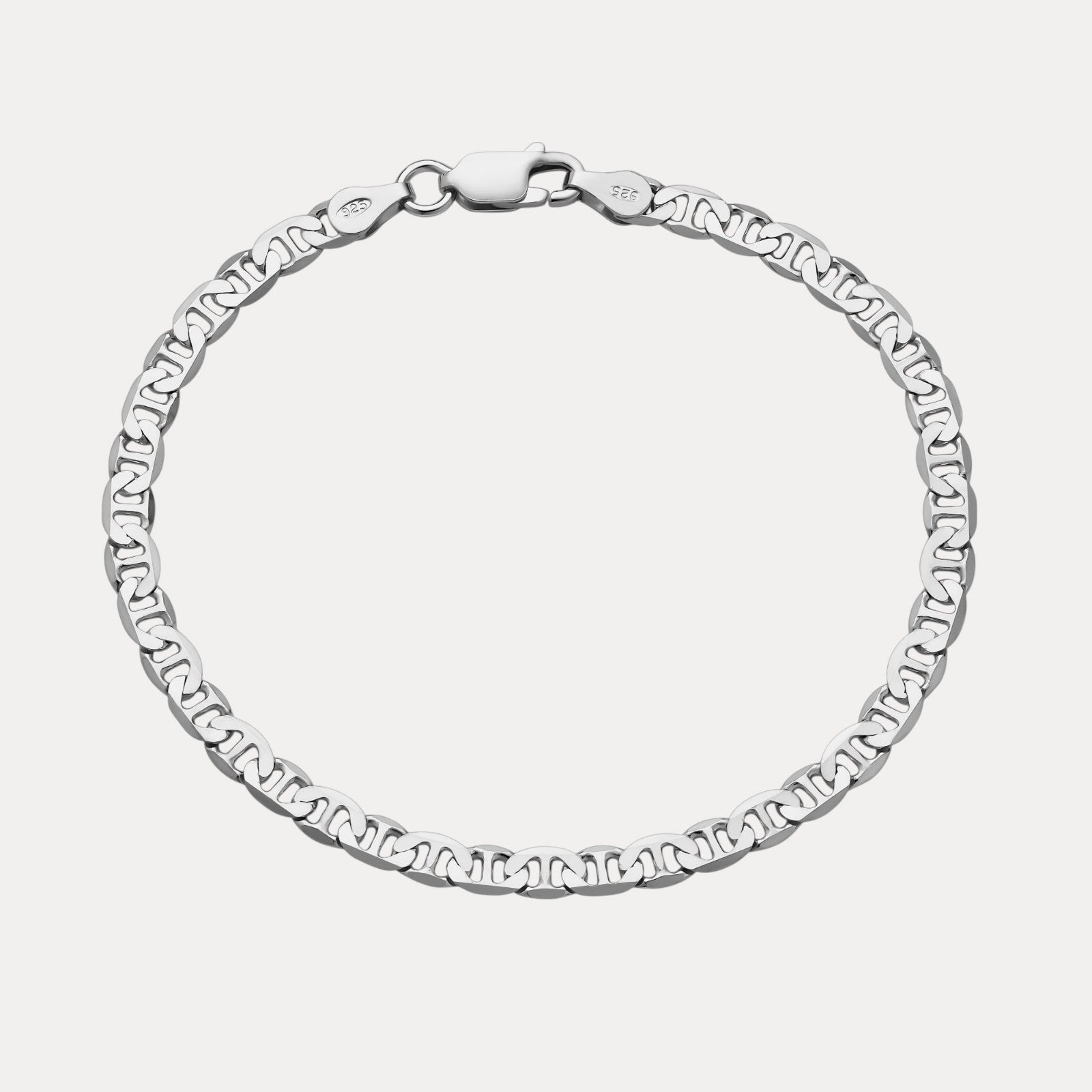 925 Sterling Silver 4mm Mariner Bracelet