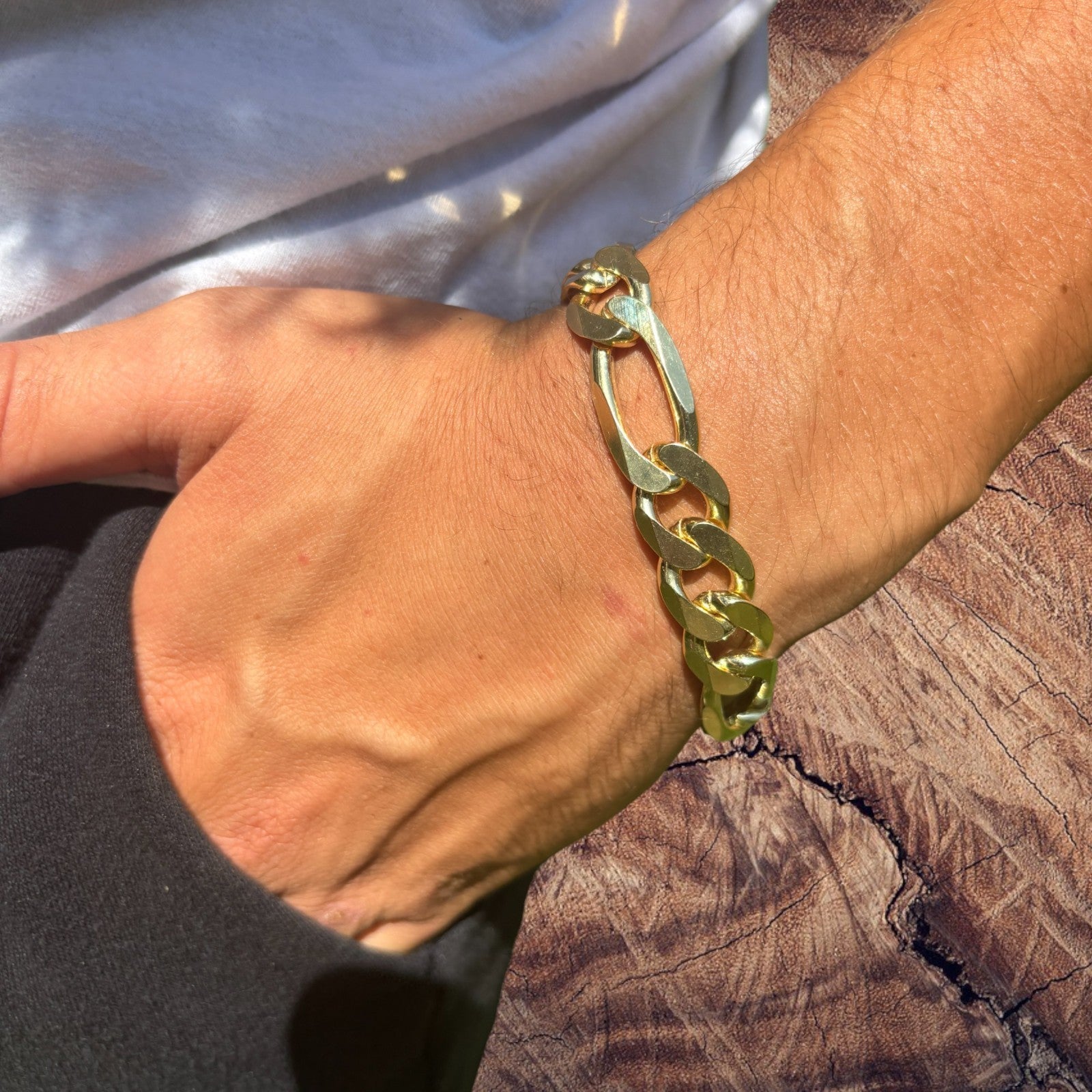 925 Sterling Silver 13mm Figaro Bracelet
