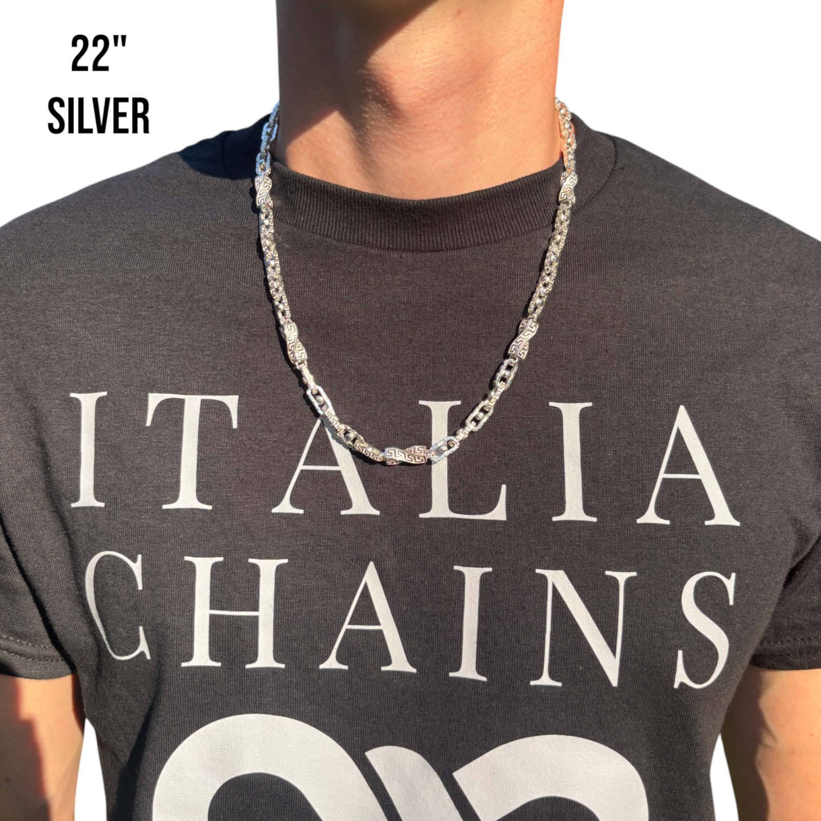 925 Sterling Silver 7.5mm Ferragamo Mariner Chain Necklace