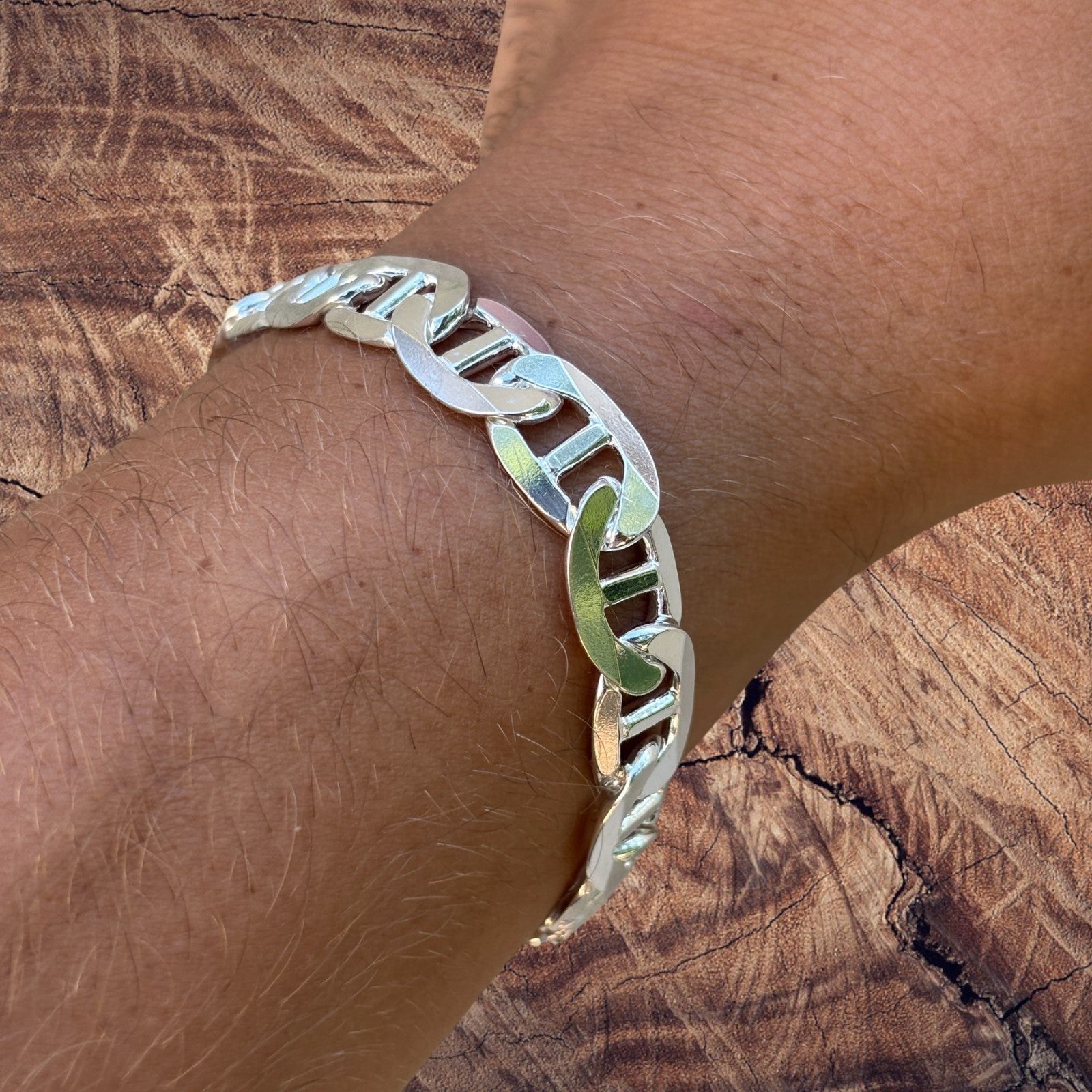 925 Sterling Silver 10mm Mariner Bracelet