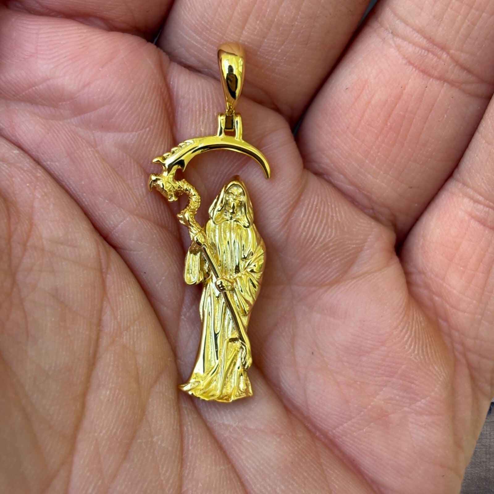 925 Sterling Silver Santa Muerte Grim Reaper Pendant