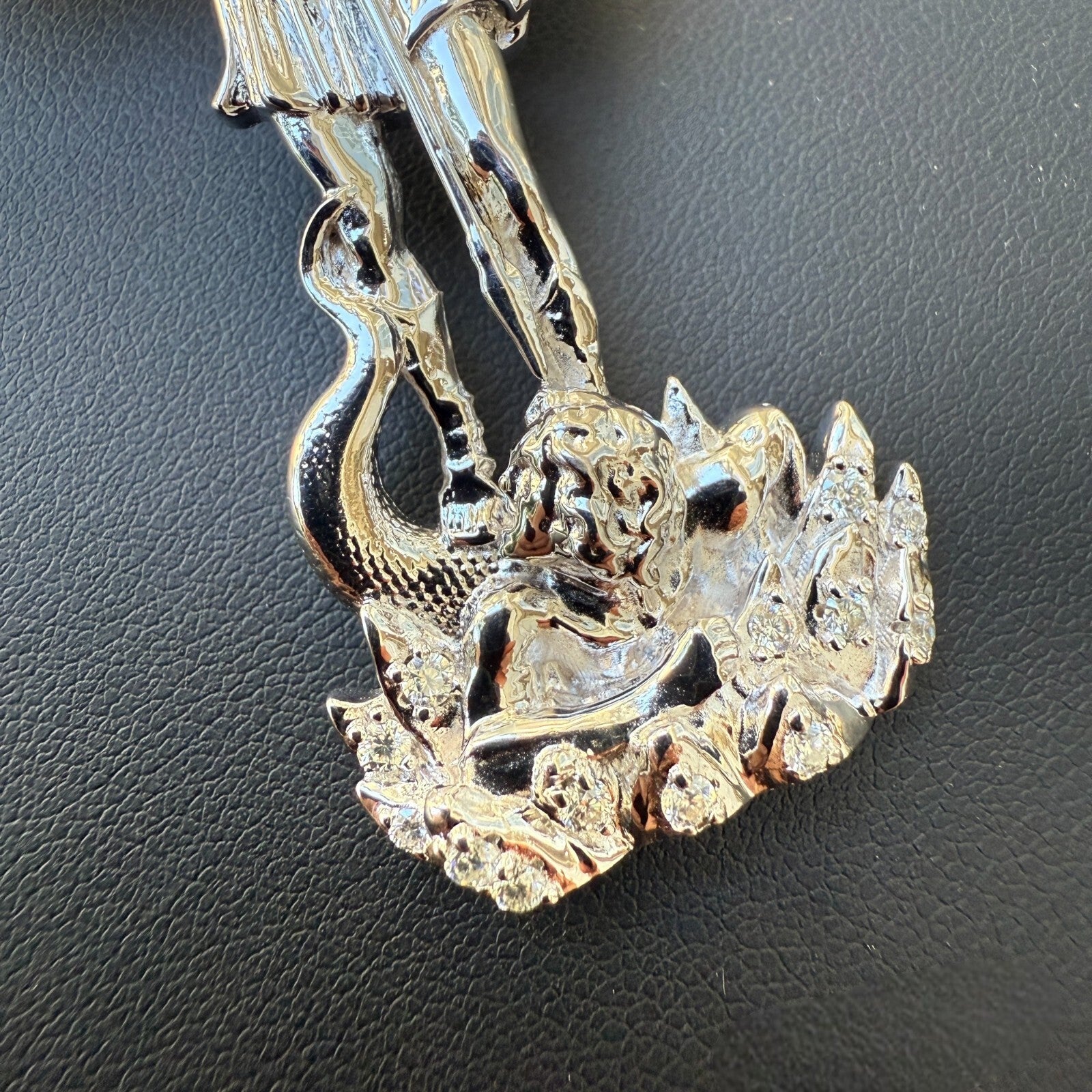 925 Sterling Silver St Michael Pendant With Moissanite - Large