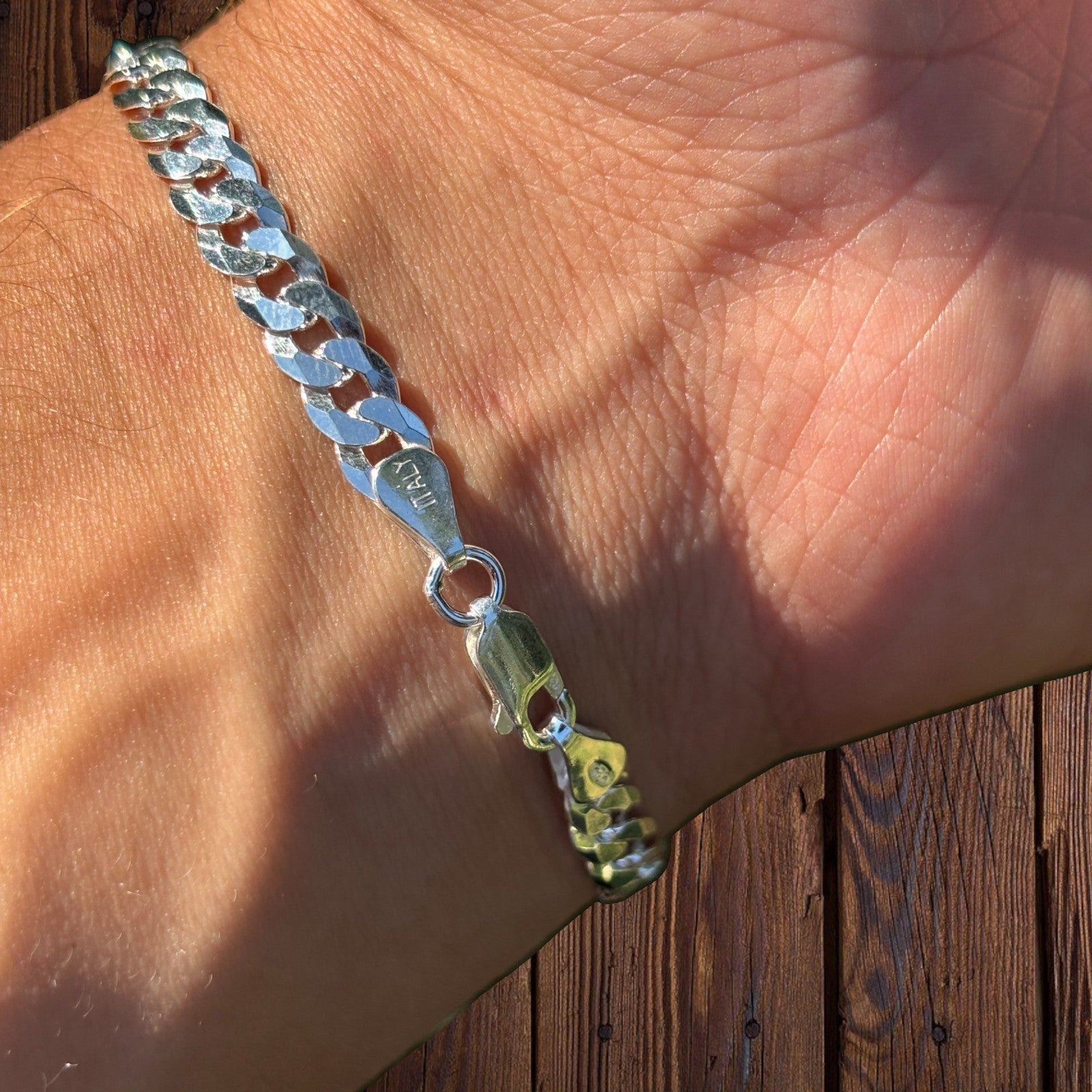 925 Sterling Silver 6mm Flat Curb Bracelet