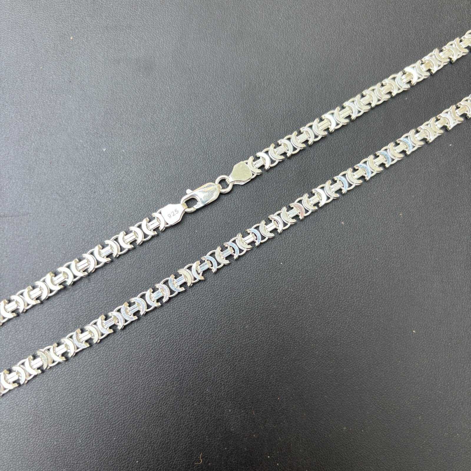 925 Sterling Silver 6mm Flat Byzantine Chain Necklace