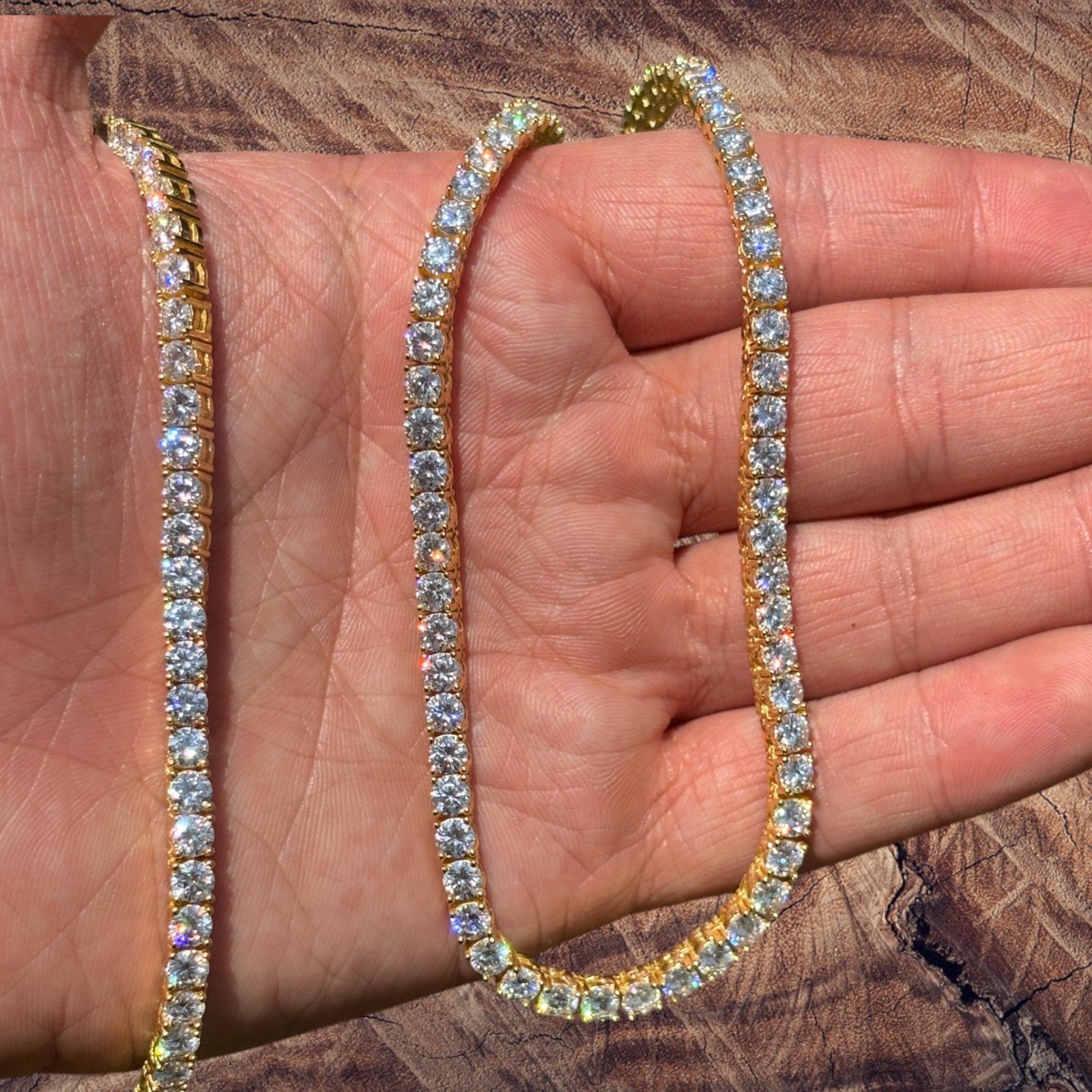 925 Sterling Silver 4mm Tennis Chain Necklace - CZ Or Moissanite