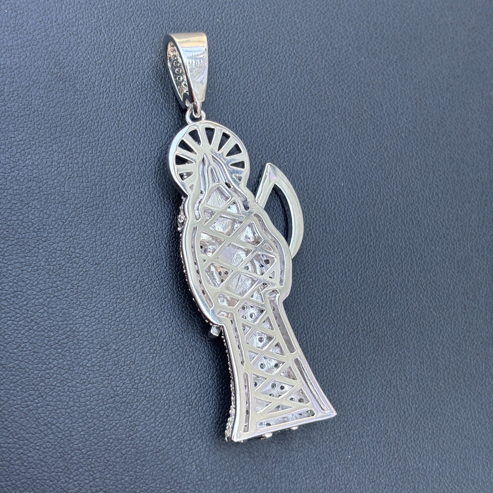 925 Sterling Silver Grim Reaper Pendant With Moissanite