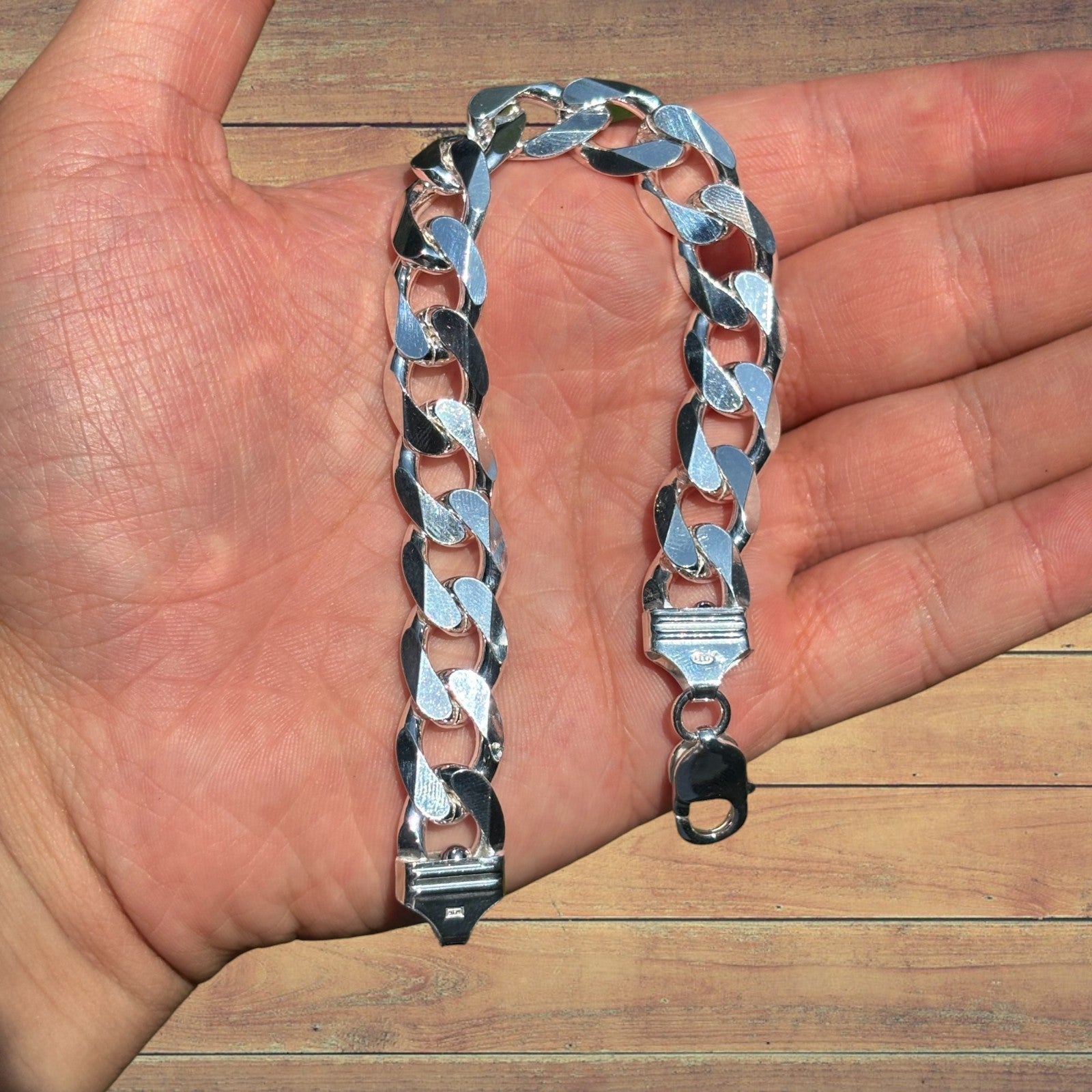 925 Sterling Silver 13.5mm Curb Bracelet