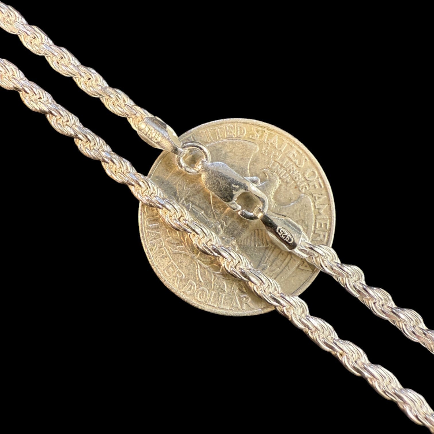 925 Sterling Silver 3mm Diamond Cut Rope Chain Necklace