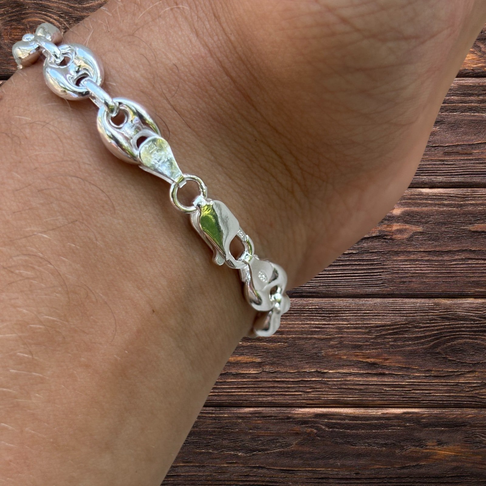 925 Sterling Silver 8mm Puffed Gucci Bracelet