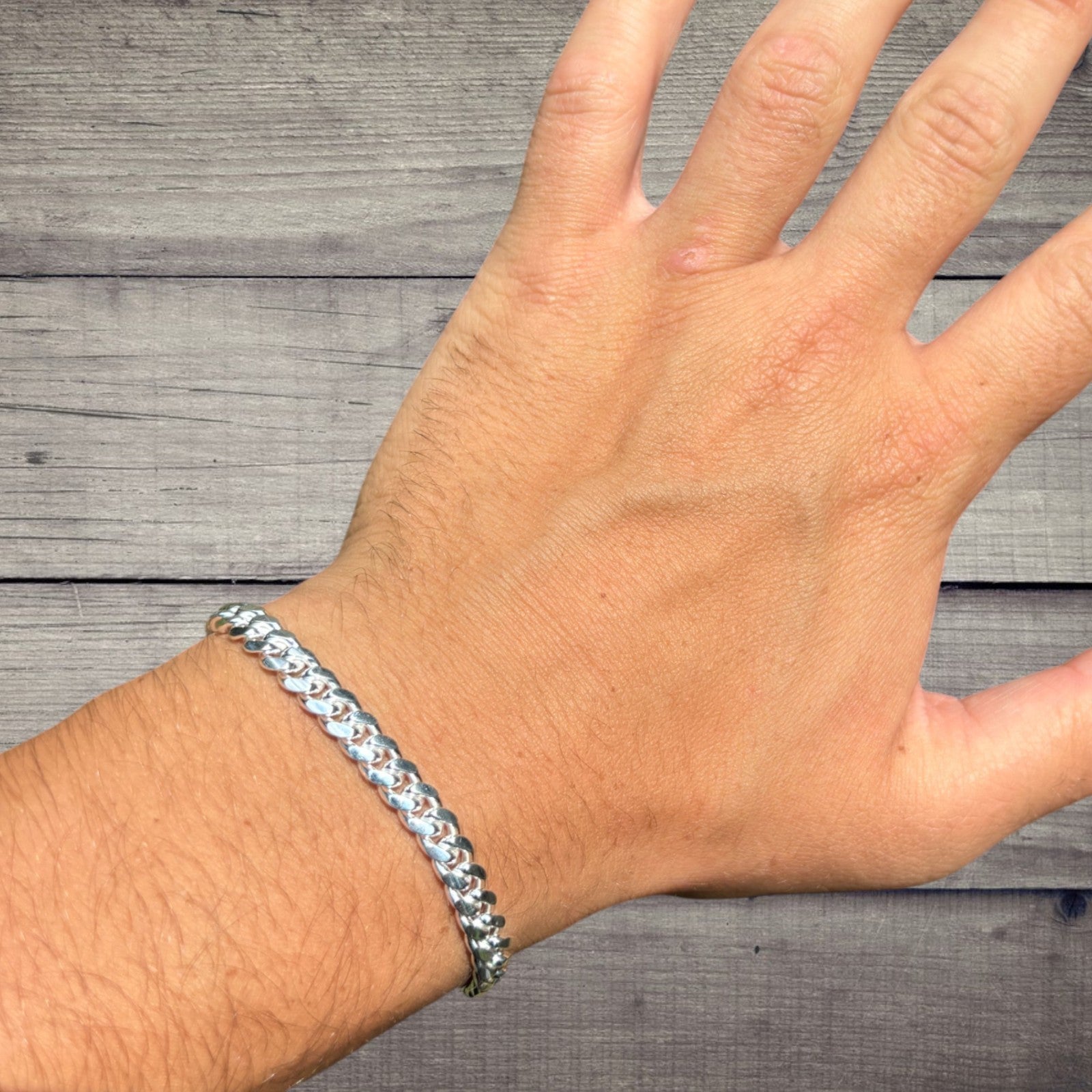 925 Sterling Silver 6mm Miami Cuban W. Box Clasp Bracelet