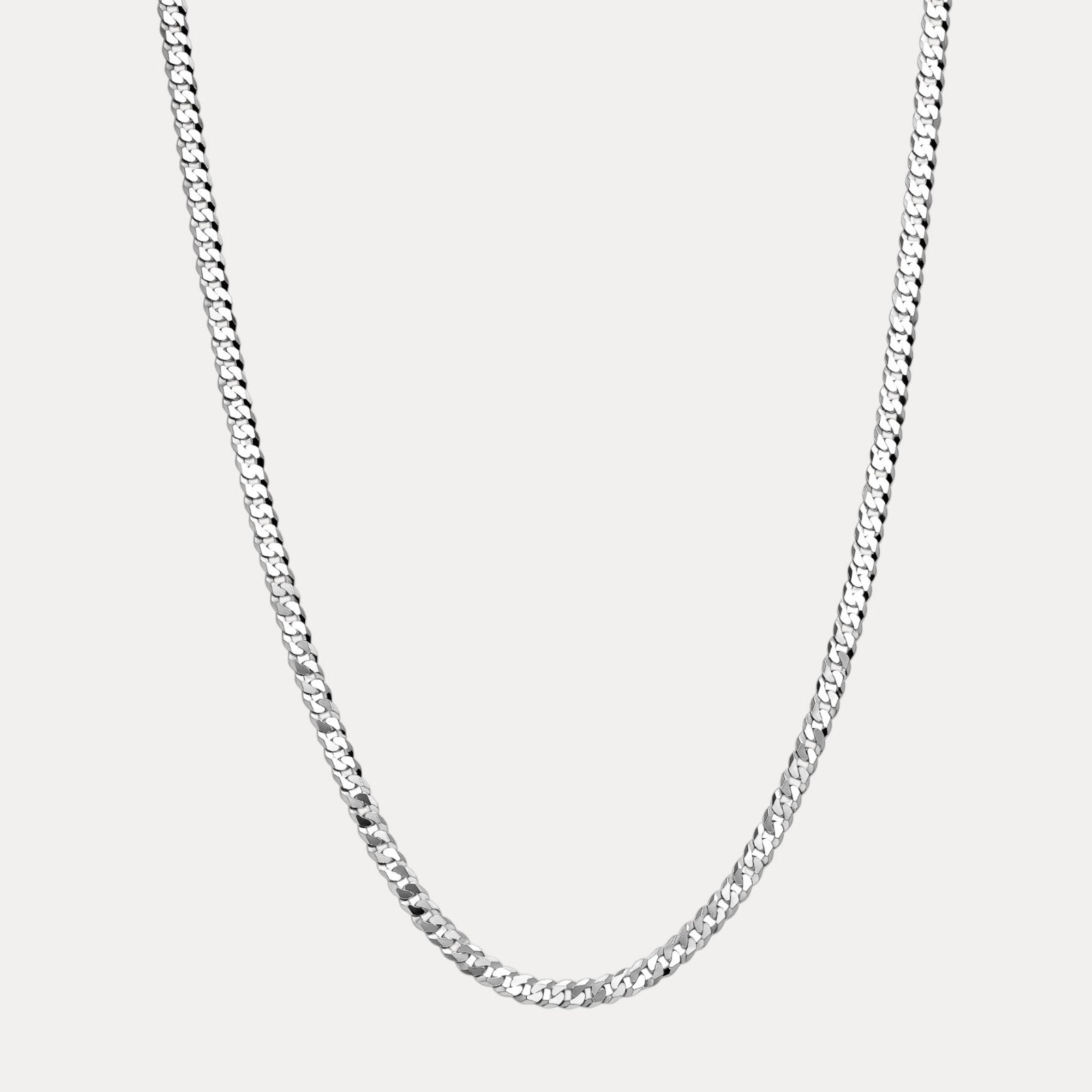 925 Sterling Silver 7mm Flat Curb Cuban Chain Necklace