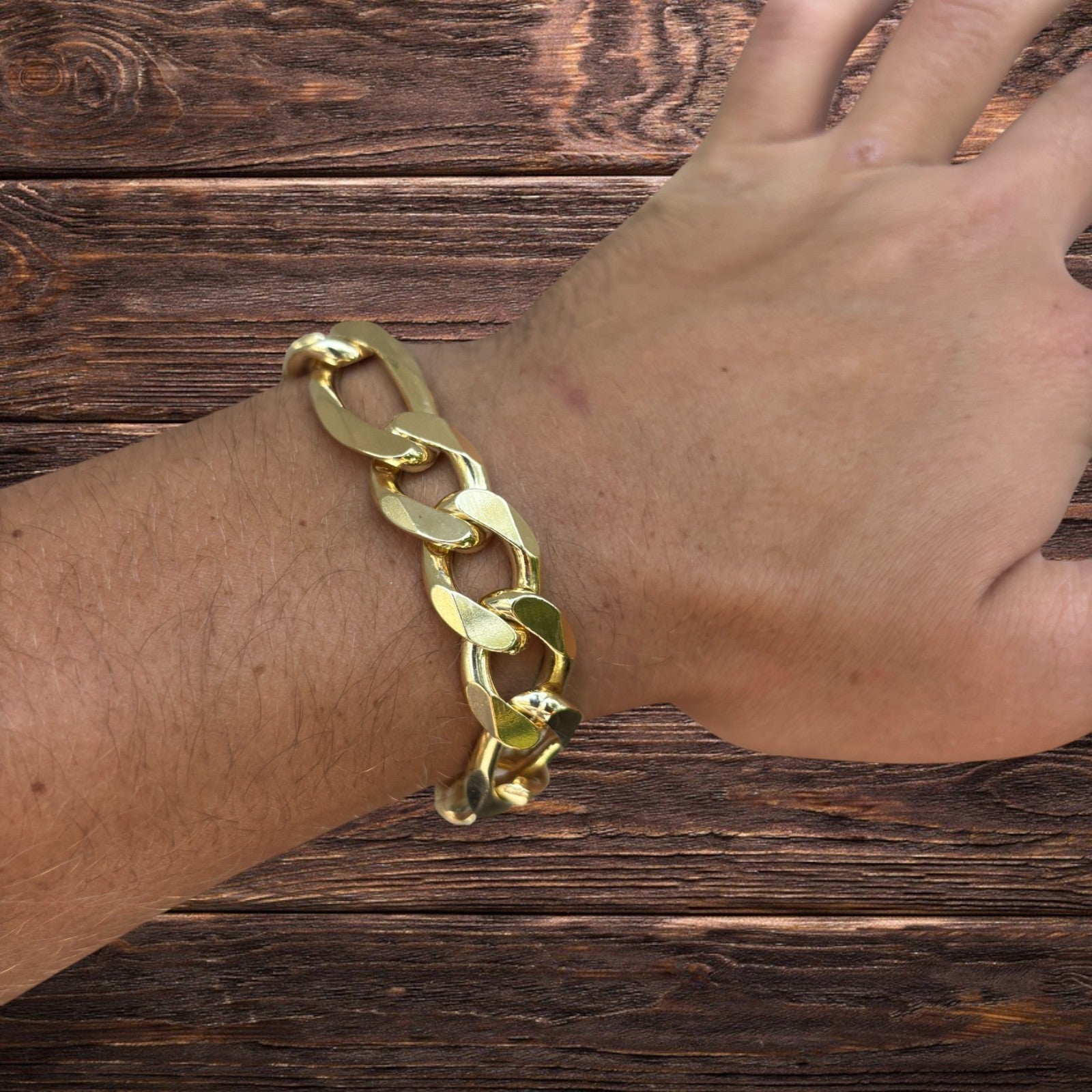 925 Sterling Silver 15mm Figaro Bracelet