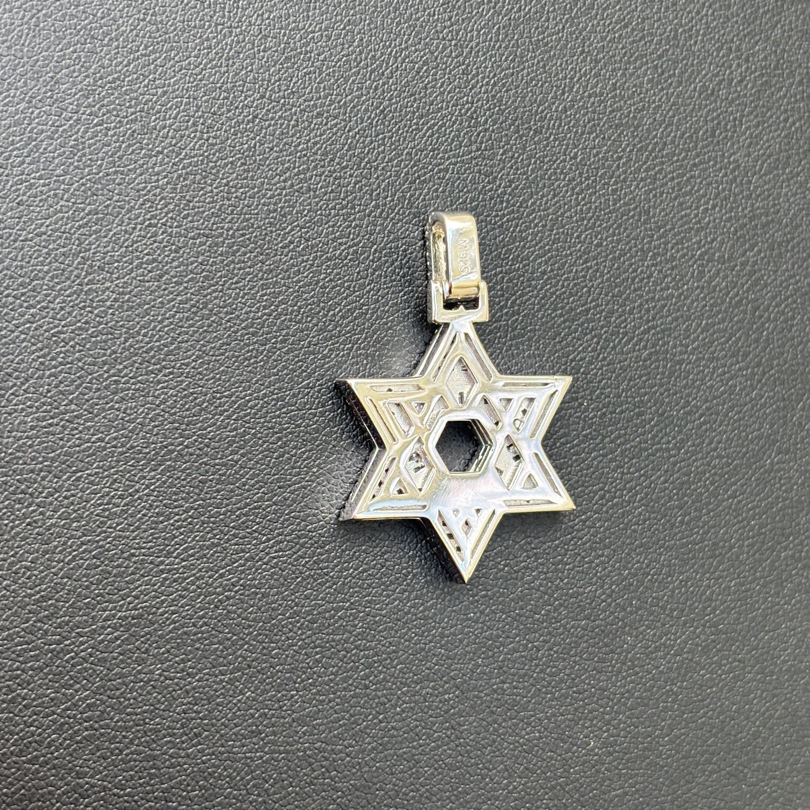 925 Sterling Silver Baguette Moissanite Star Of David Pendant - Small