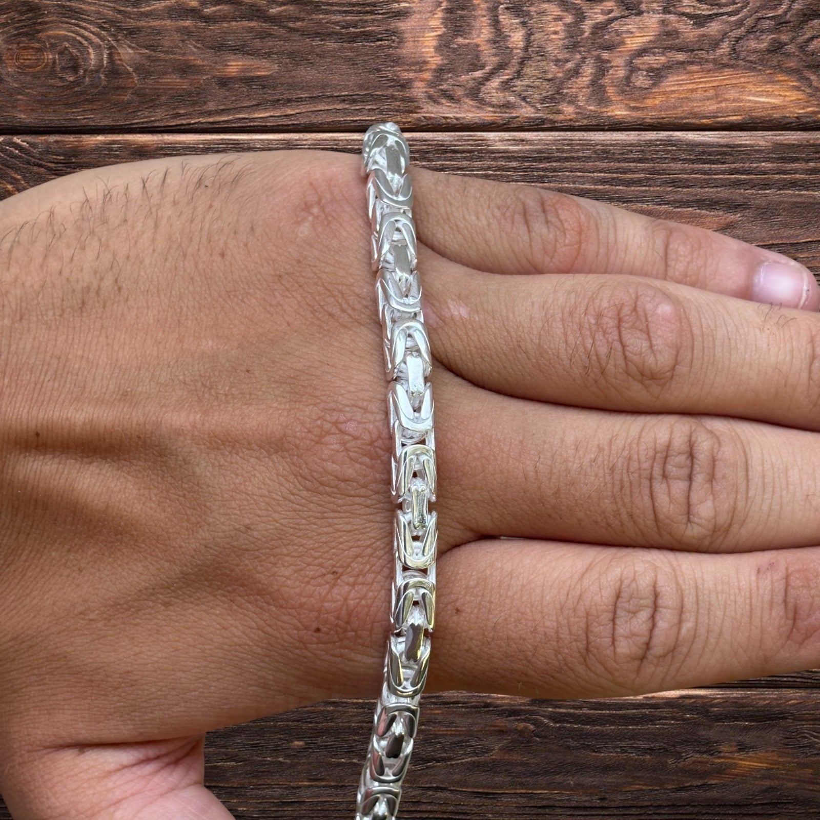 925 Sterling Silver 6mm Byzantine W. Box Clasp Chain Necklace
