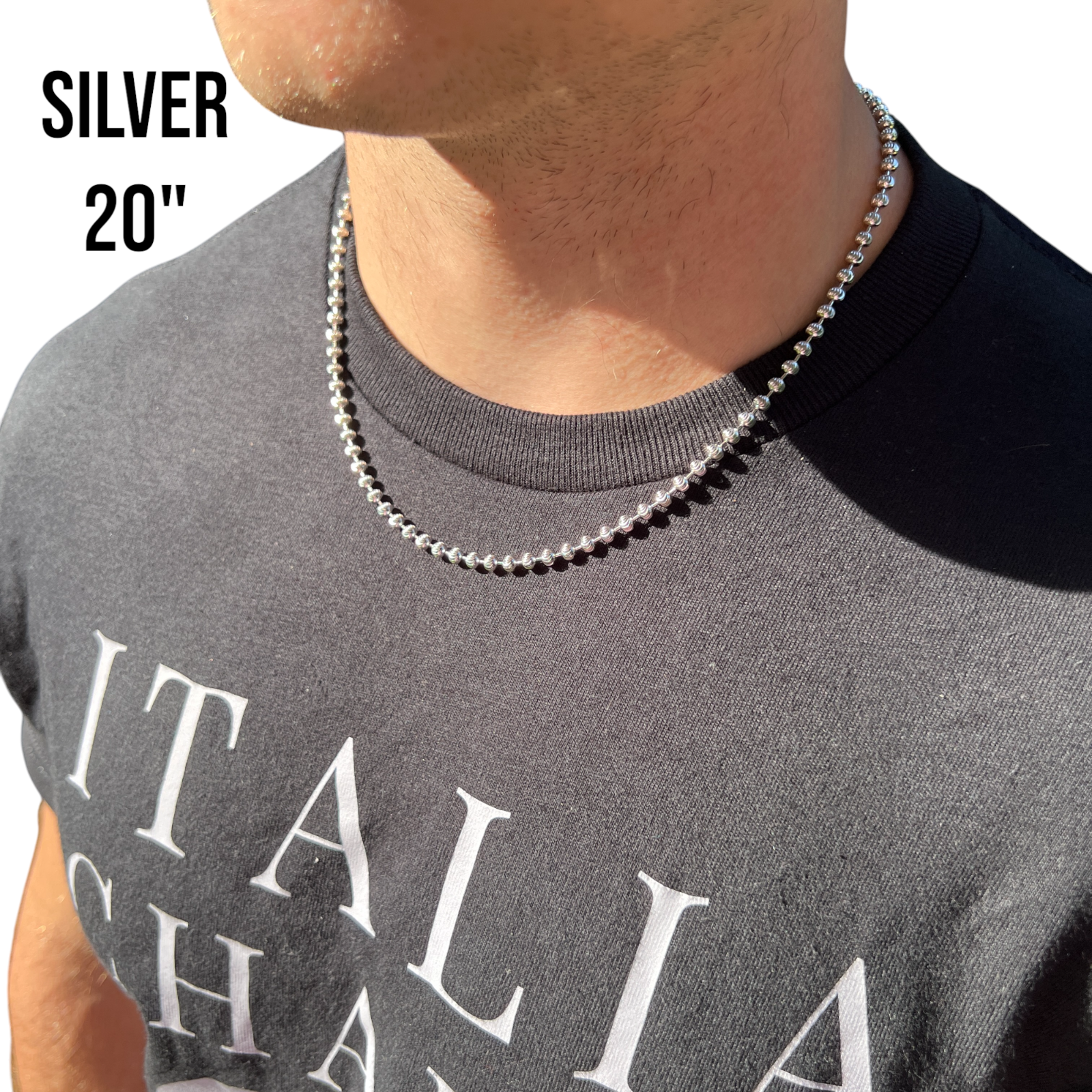 925 Sterling Silver 4mm Bead Chain Necklace