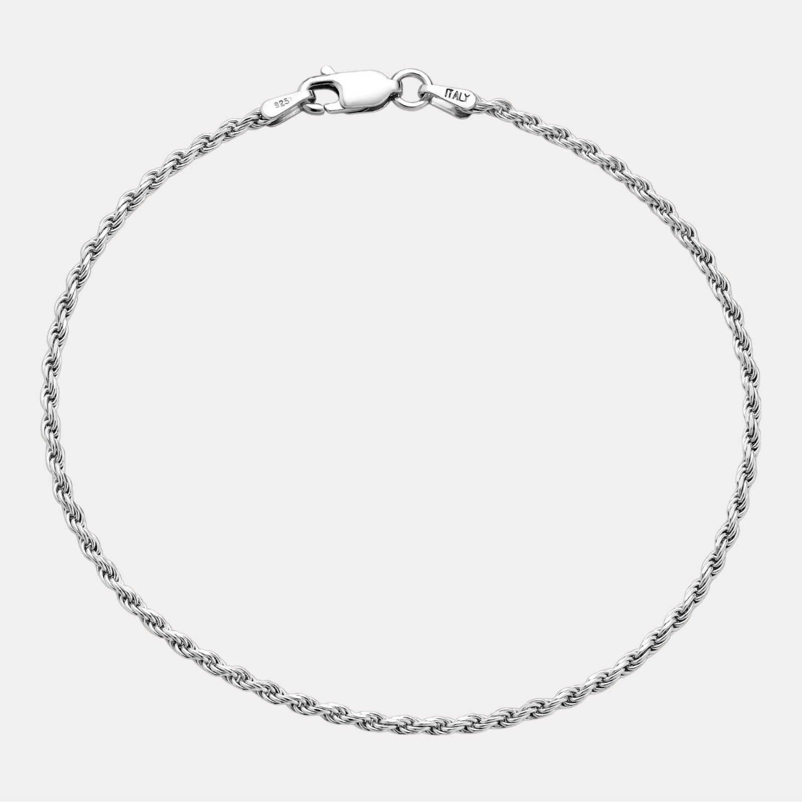 925 Sterling Silver 2mm Diamond Cut Rope Bracelet