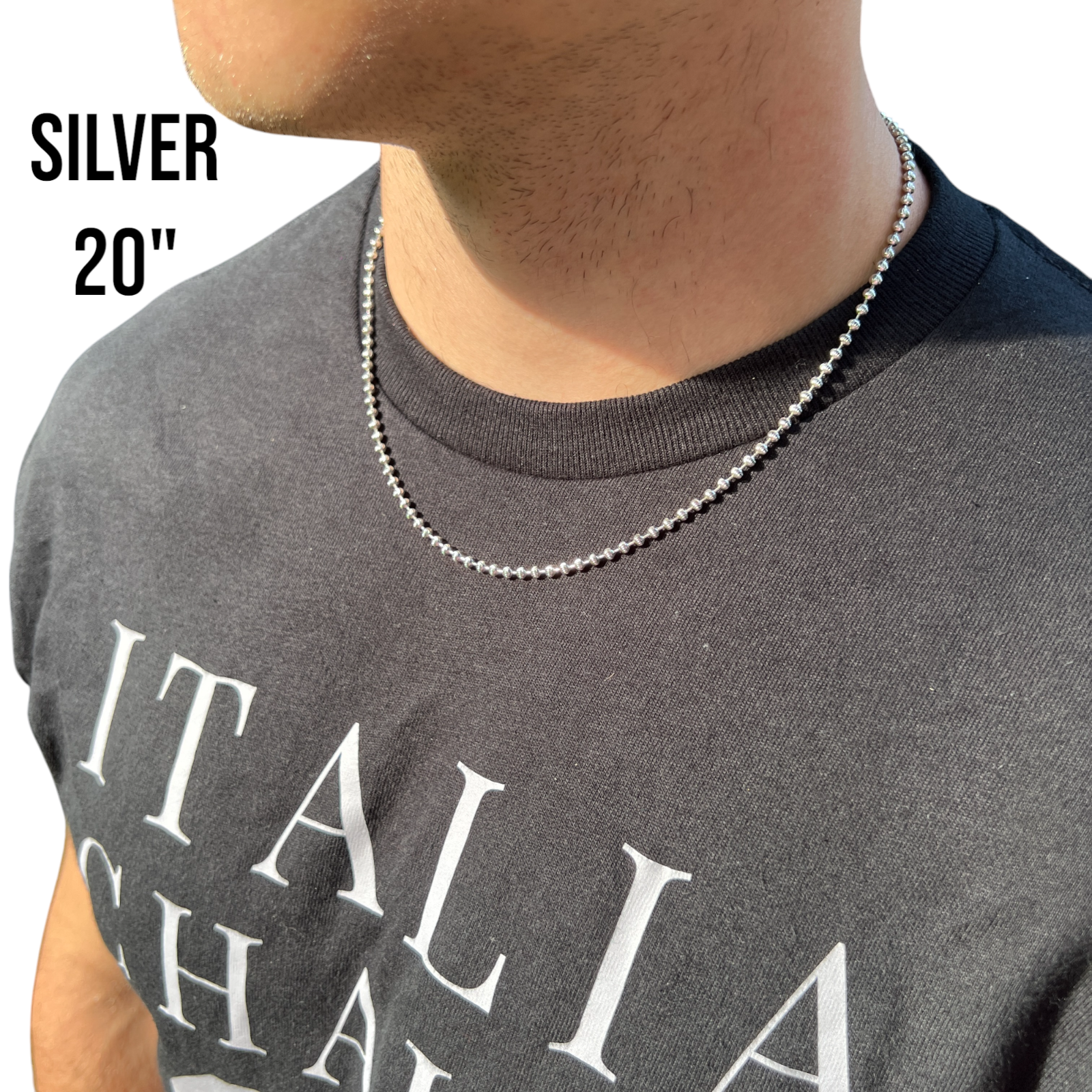 925 Sterling Silver 3mm Bead Chain Necklace