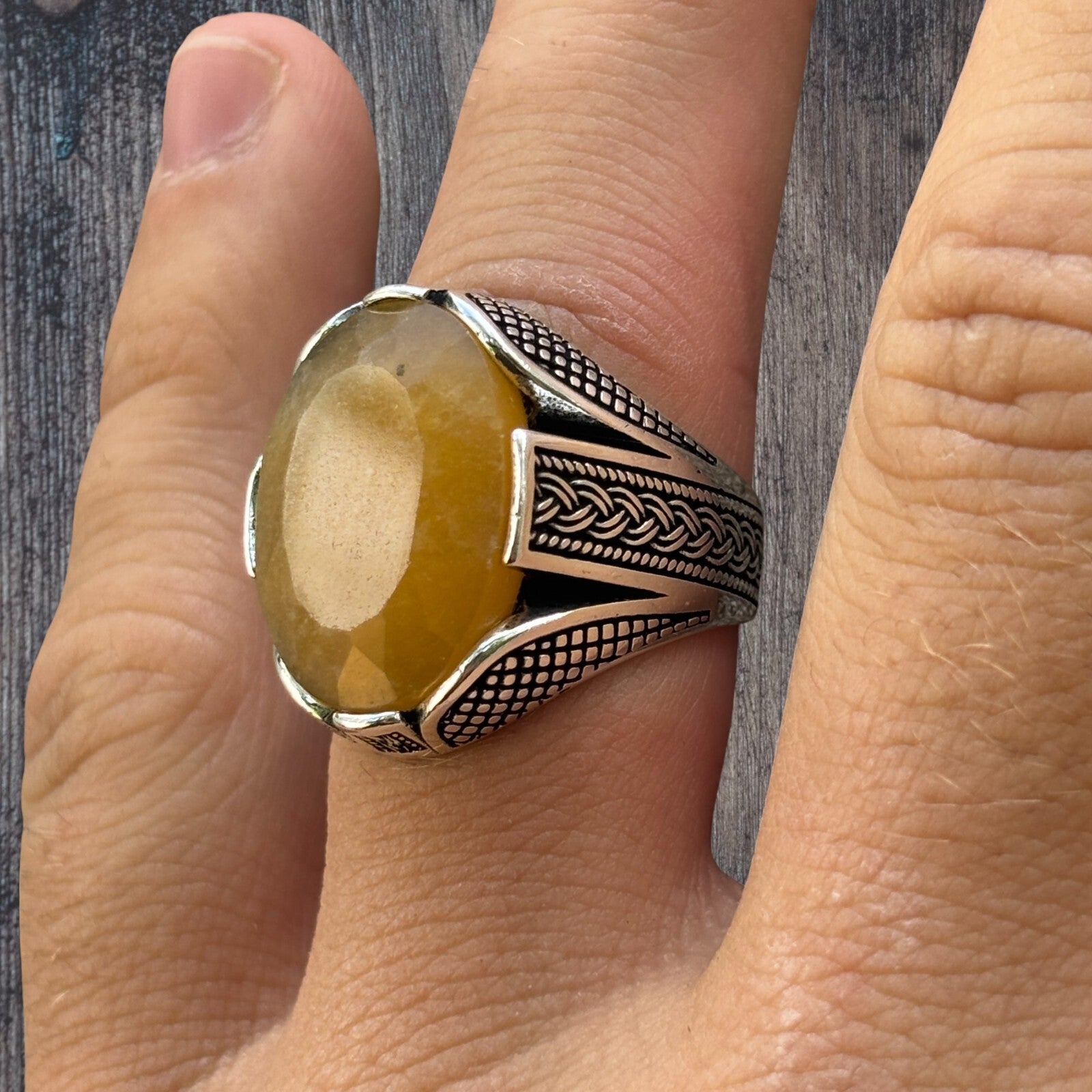 925 Sterling Silver Yellow Sapphire Stone Ring