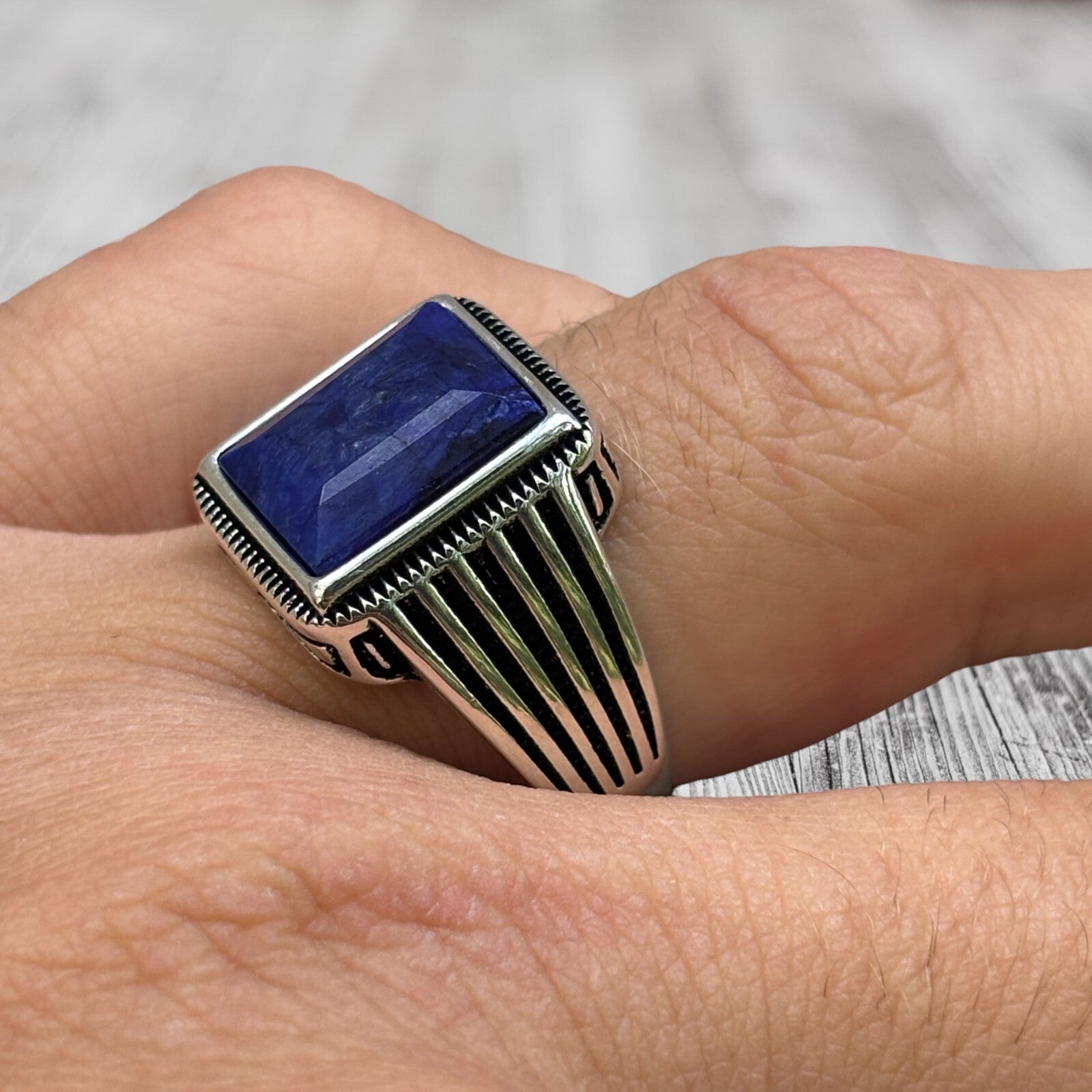 925 Sterling Silver Blue Sapphire Ring