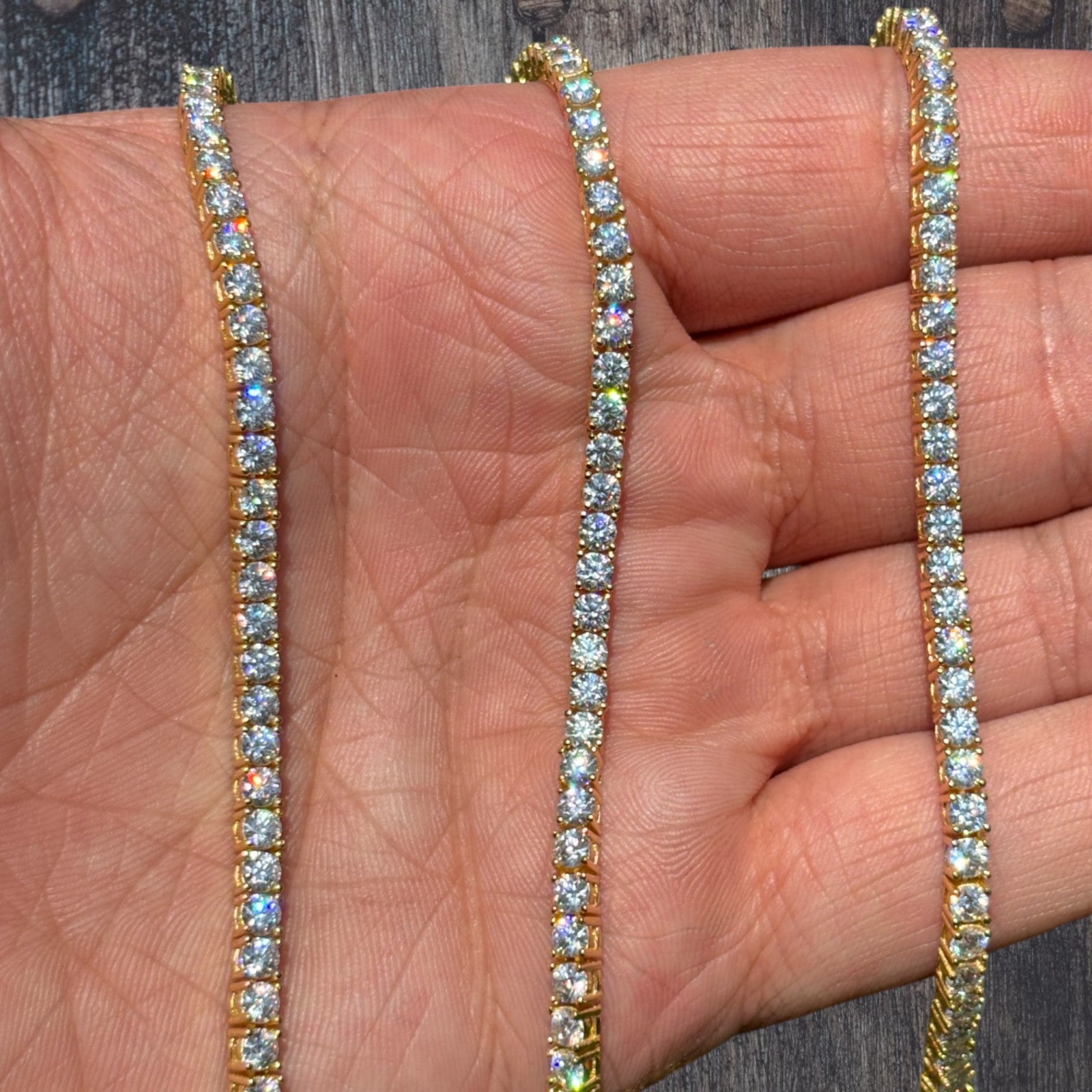 925 Sterling Silver 3mm Tennis Chain Necklace - CZ Or Moissanite