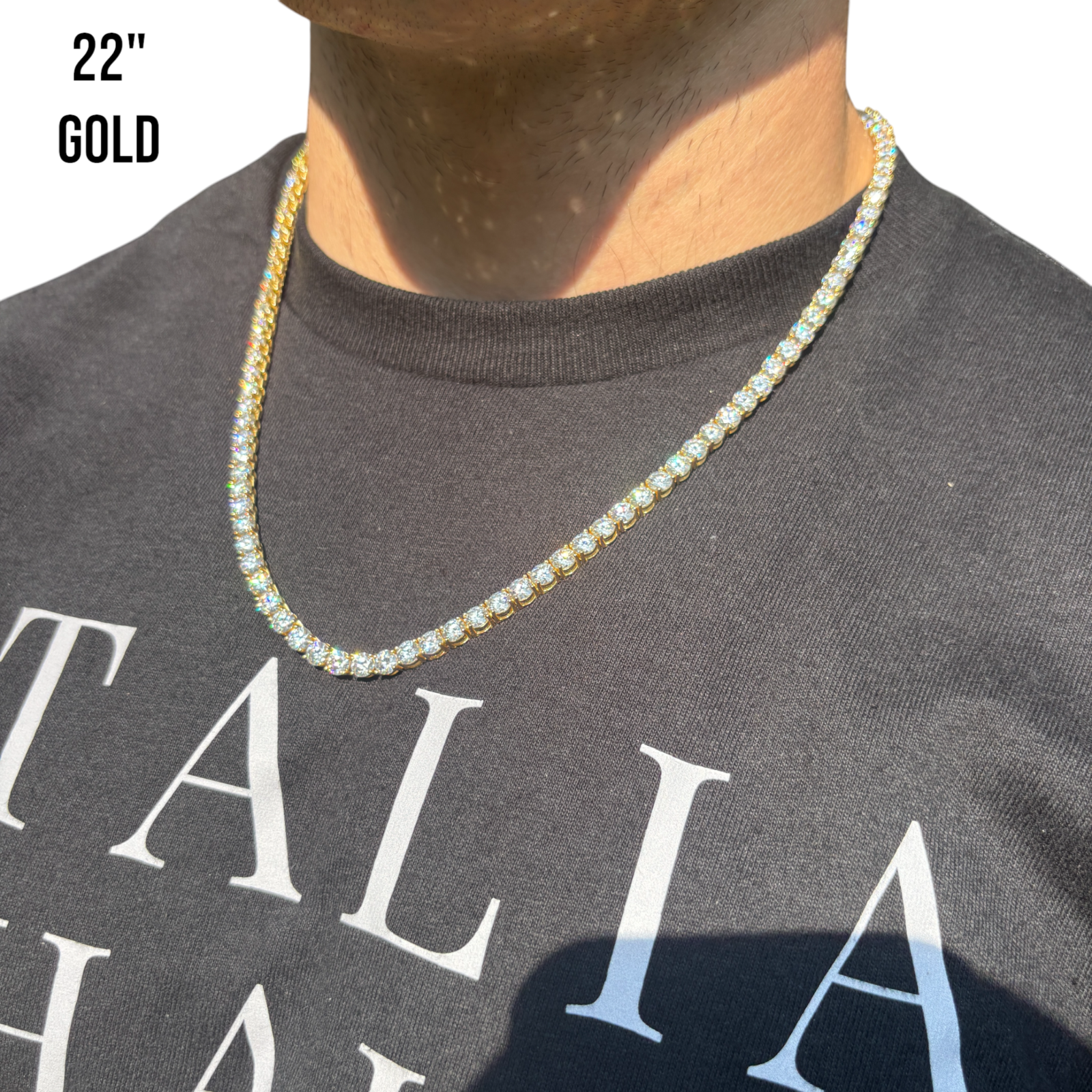 925 Sterling Silver 5mm Tennis Chain Necklace - CZ Or Moissanite