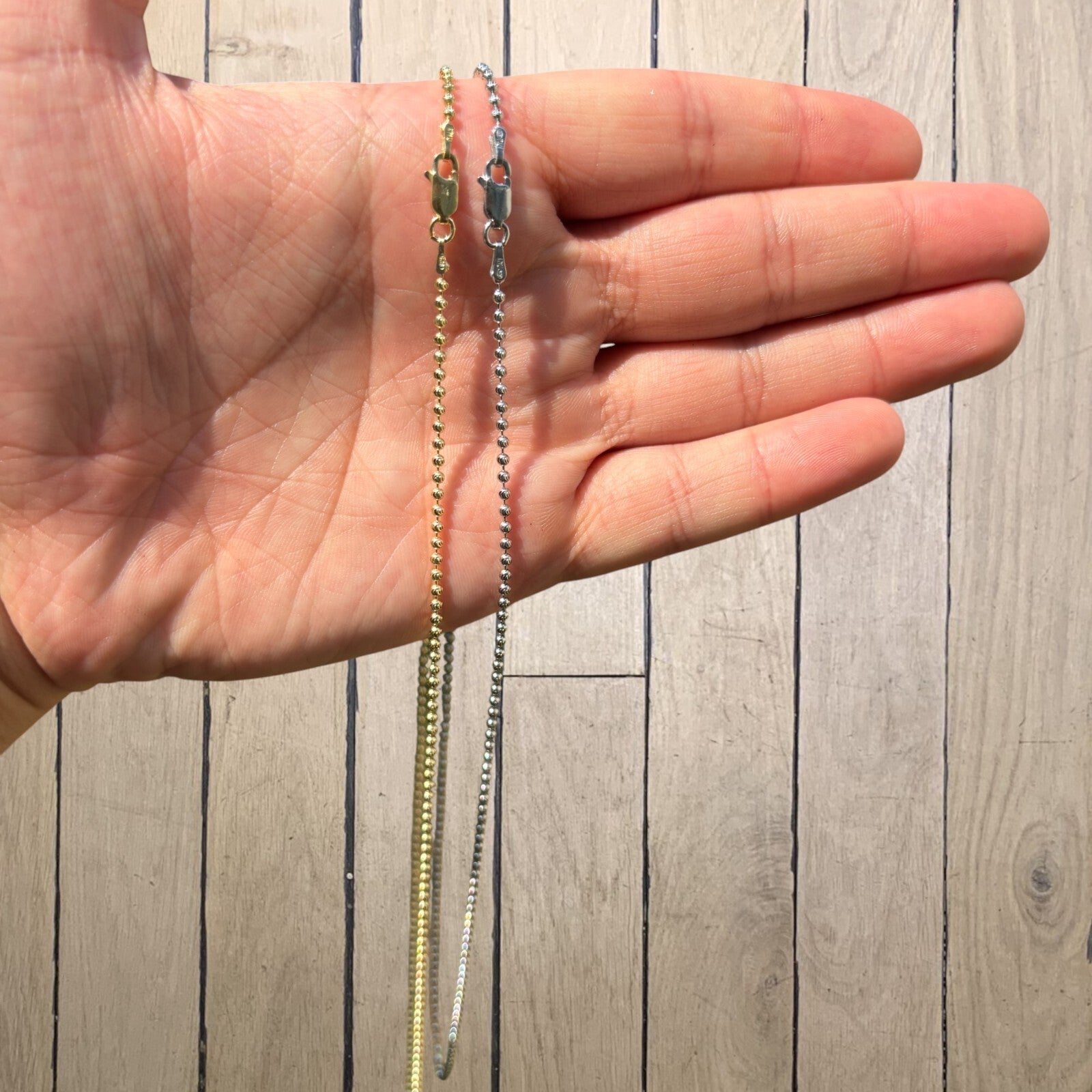 925 Sterling Silver 2mm Bead Chain Necklace