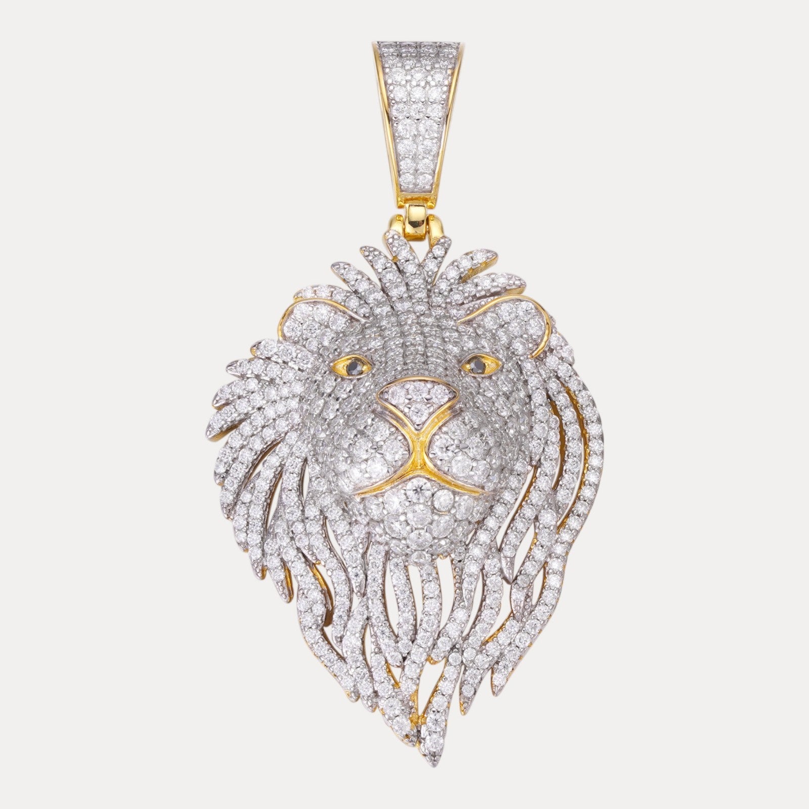 925 Sterling Silver Lion Pendant With Moissanite