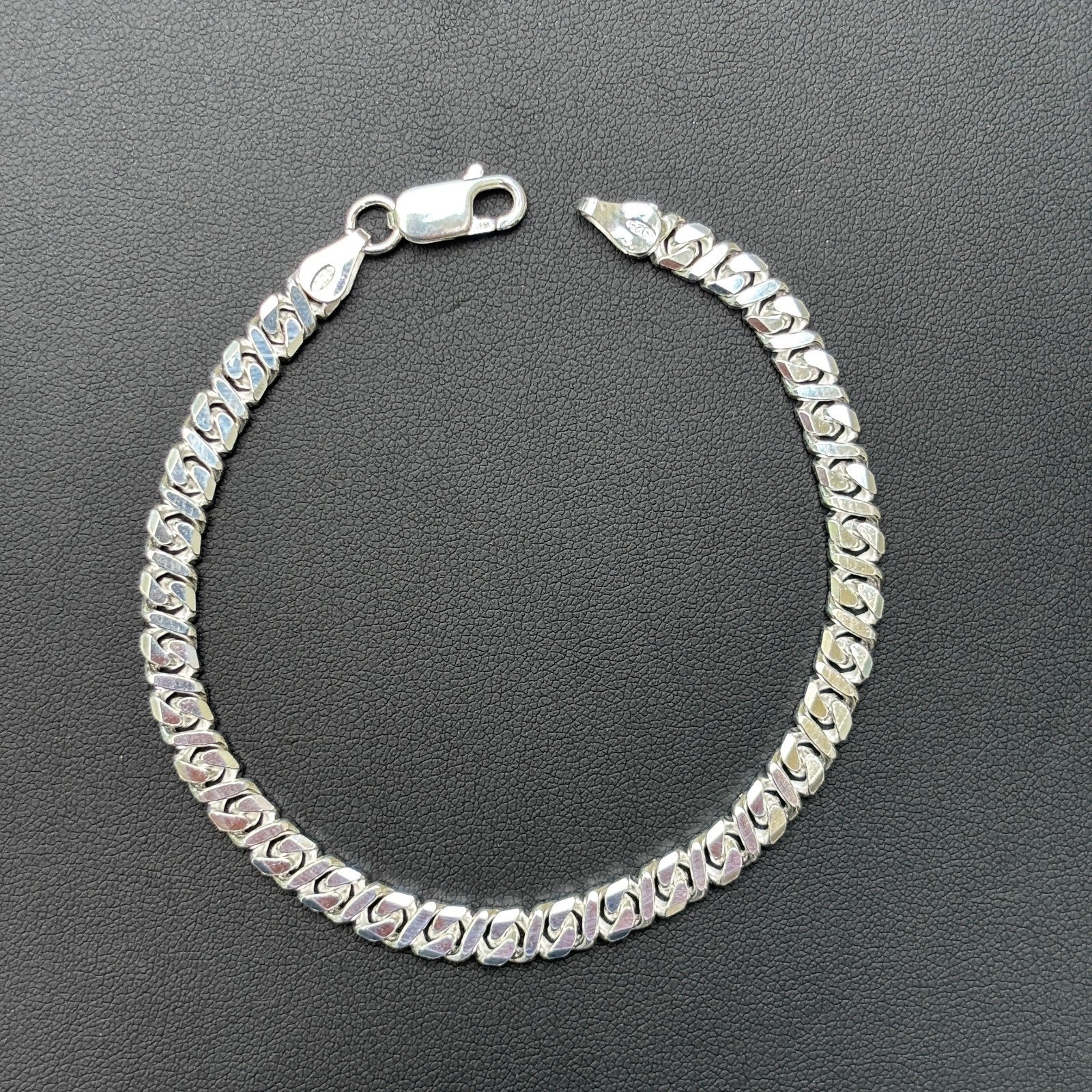 925 Sterling Silver 5mm Dollar Link Bracelet
