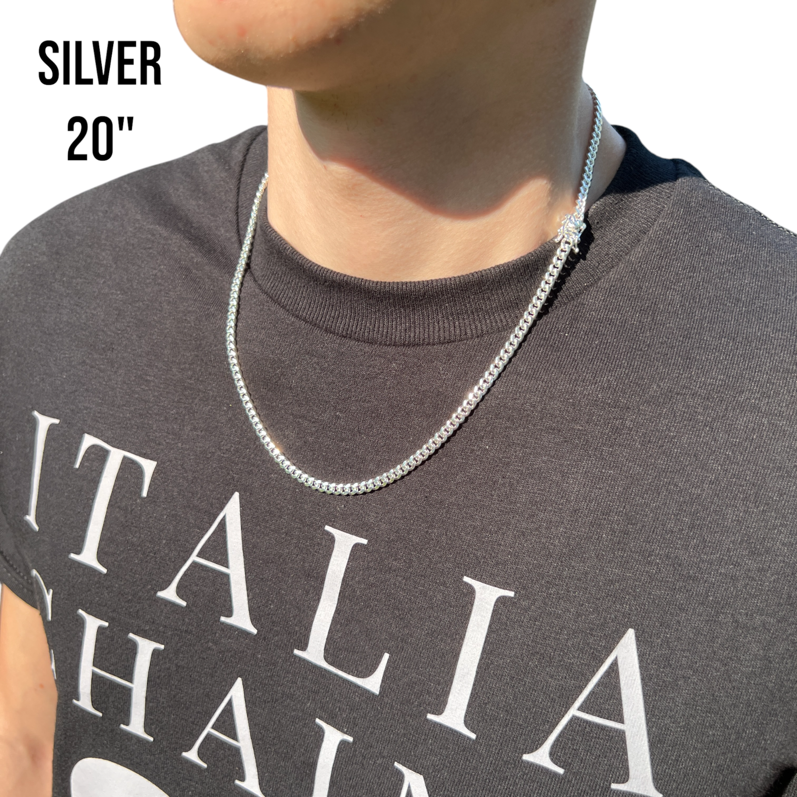 925 Sterling Silver 4mm Miami Cuban W. Box Clasp Chain Necklace