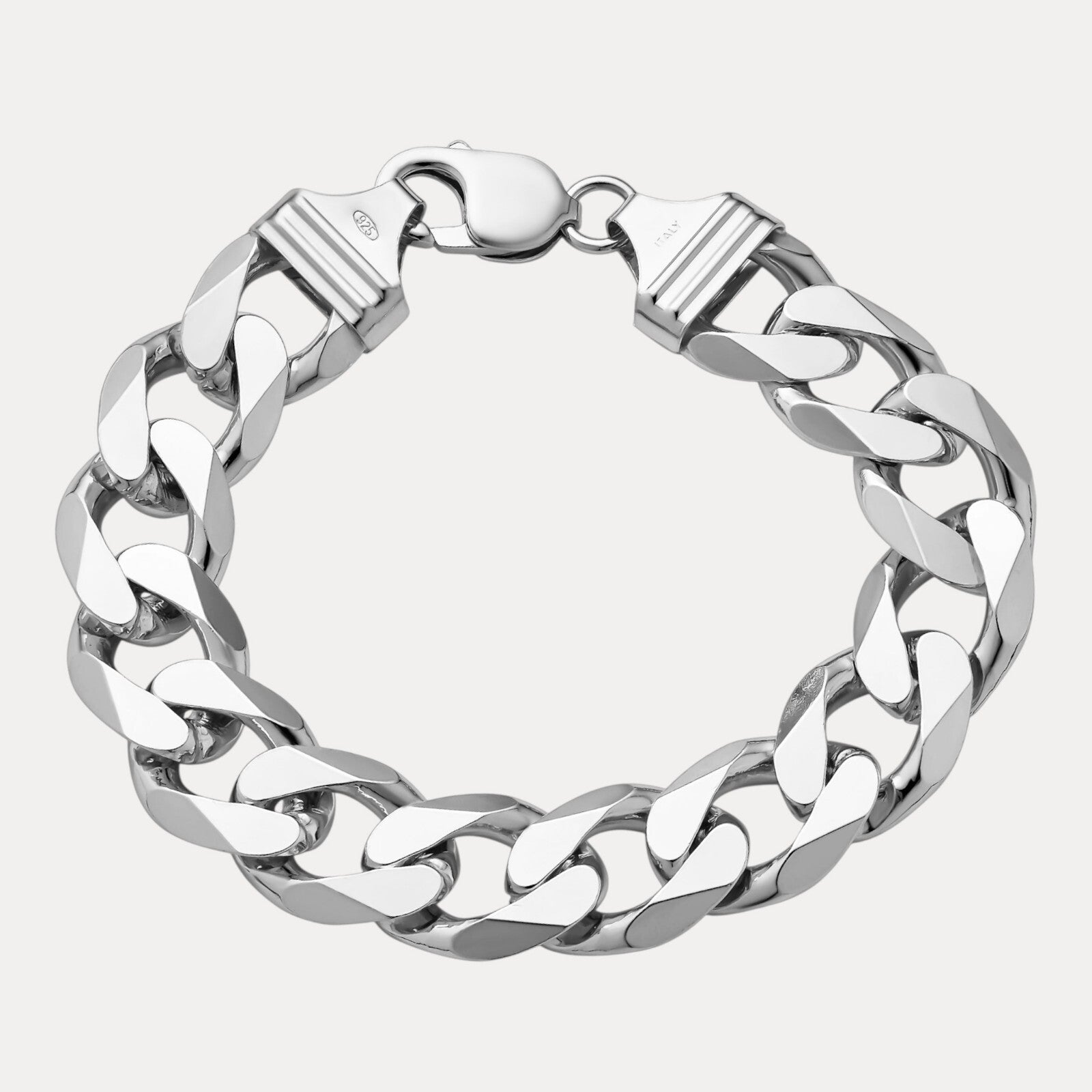 925 Sterling Silver 15mm Curb Bracelet