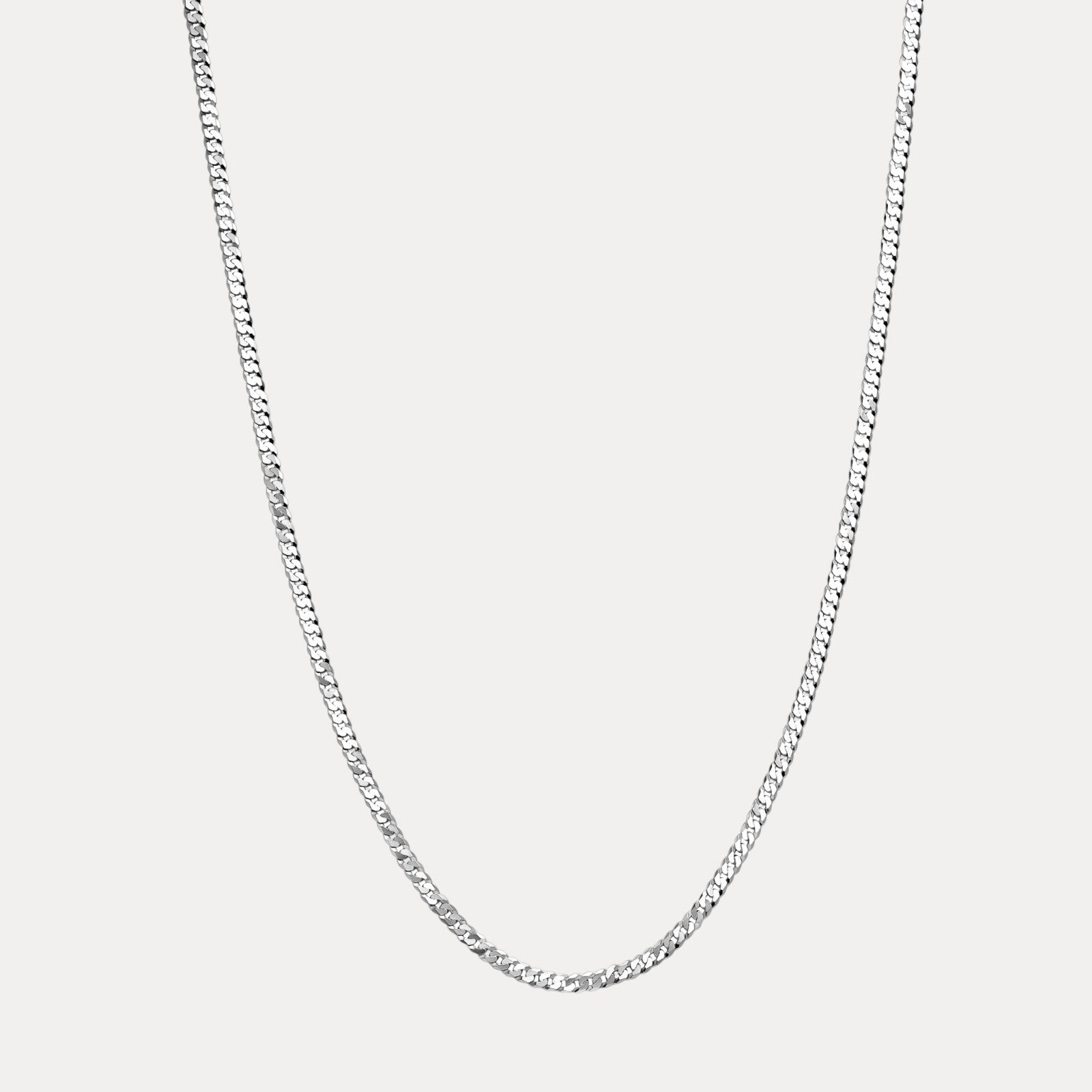 925 Sterling Silver 4mm Flat Curb Cuban Chain Necklace