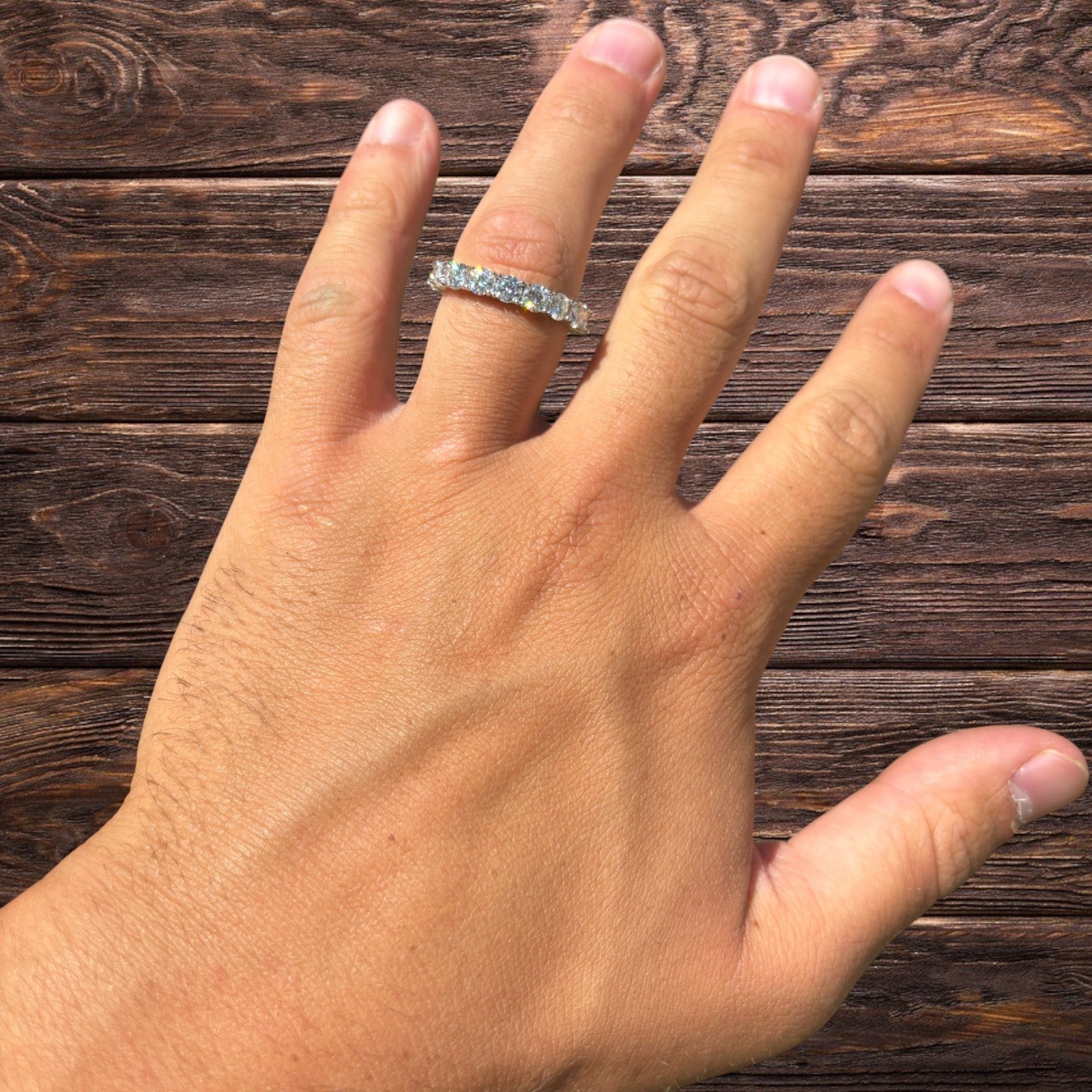 925 Sterling Silver 4mm Moissanite Wedding Band Eternity Ring