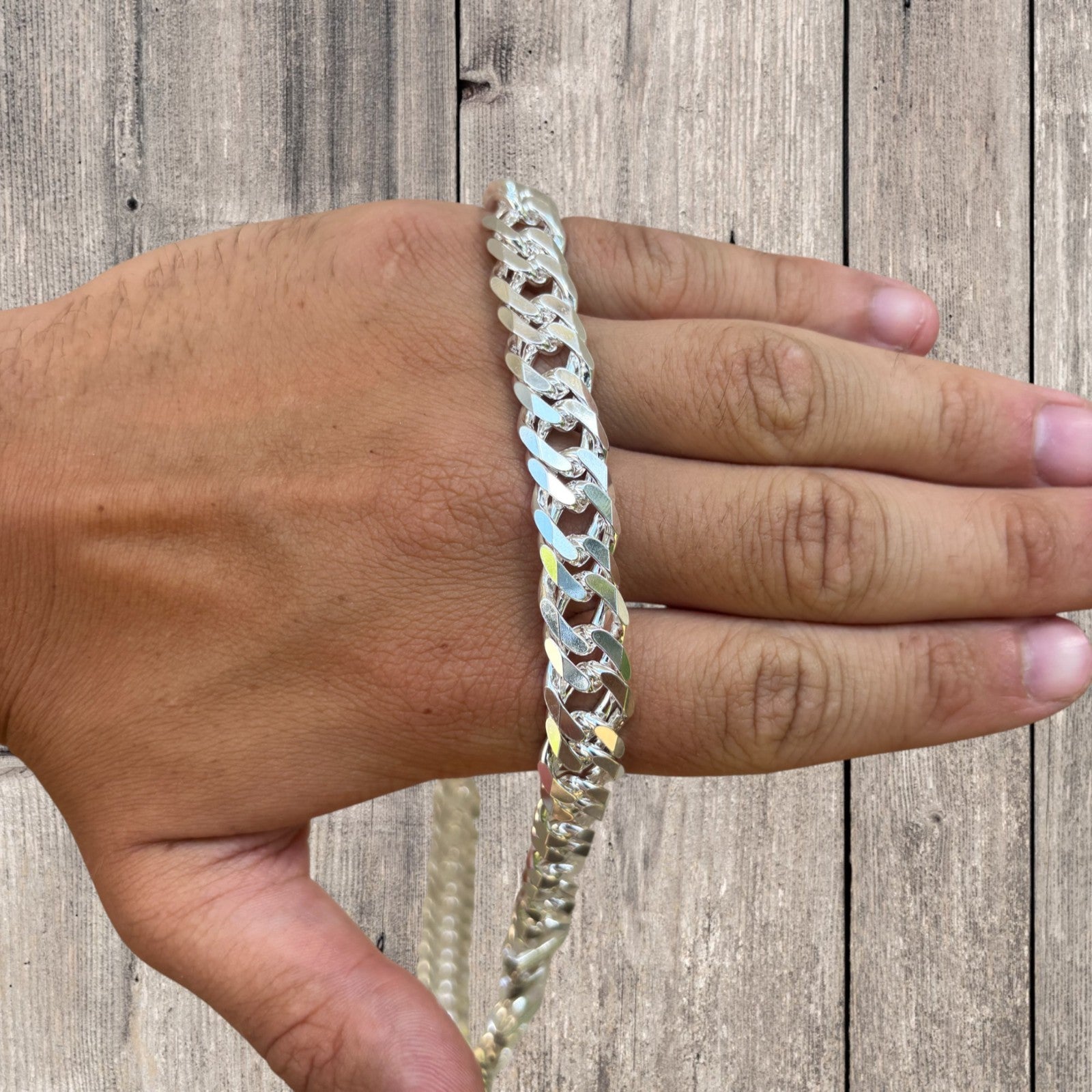 925 Sterling Silver 12mm Double Curb Chain Necklace