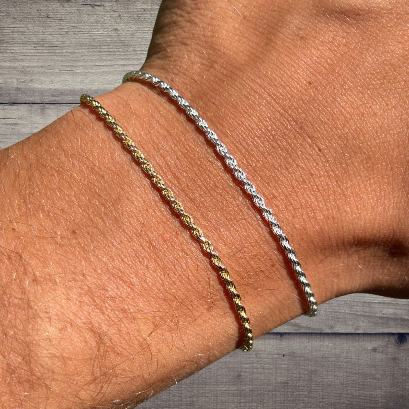 925 Sterling Silver 2mm Diamond Cut Rope Bracelet