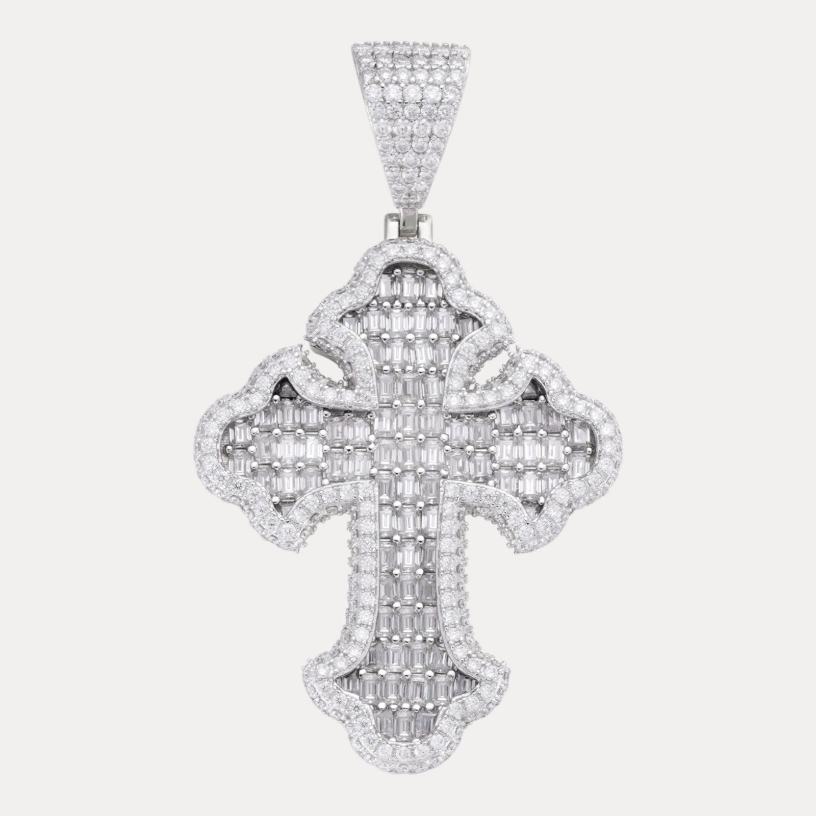 925 Sterling Silver Gothic Cross With Moissanite - Large