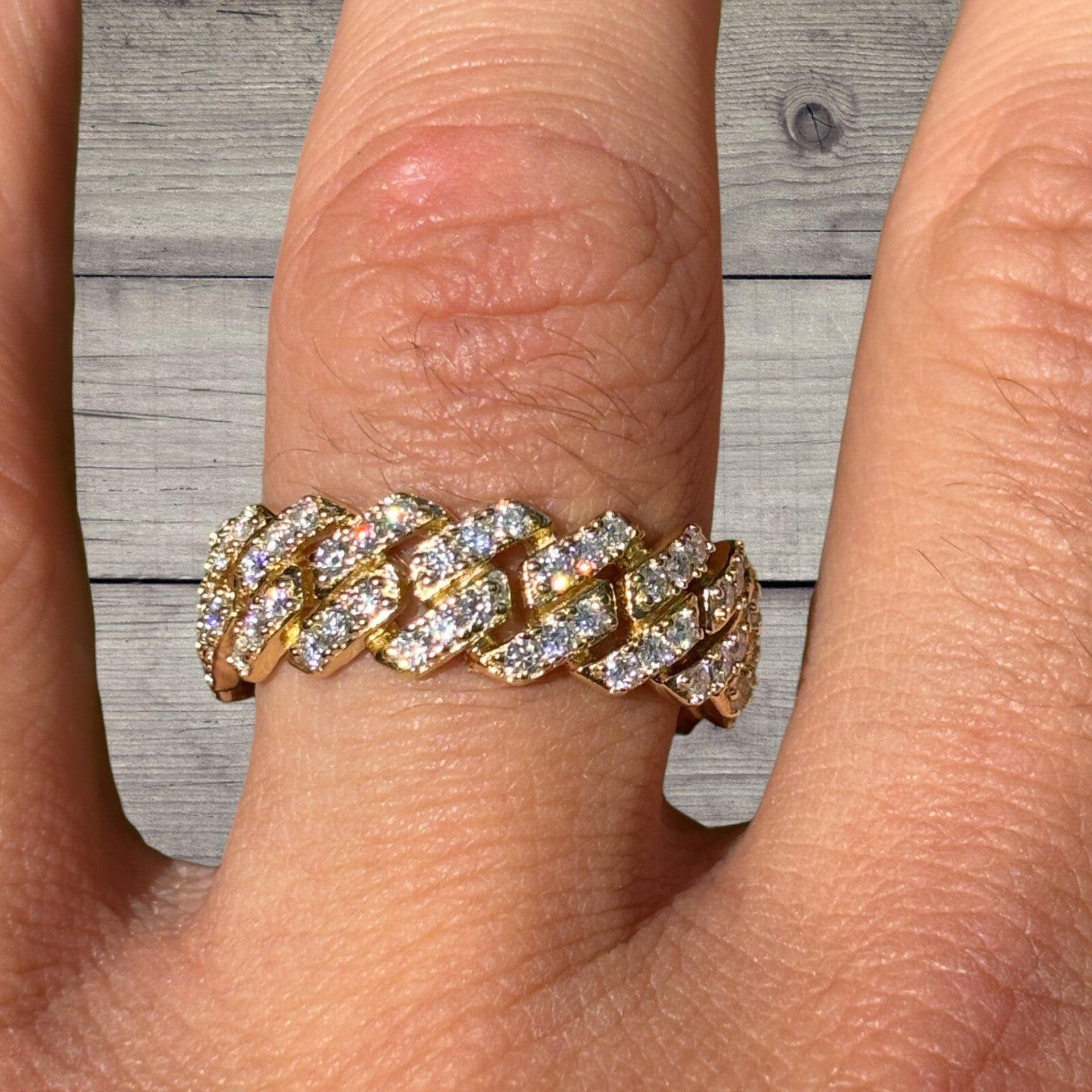 925 Sterling Silver Prong Miami Cuban Ring With Moissanite - ITALIA Chains