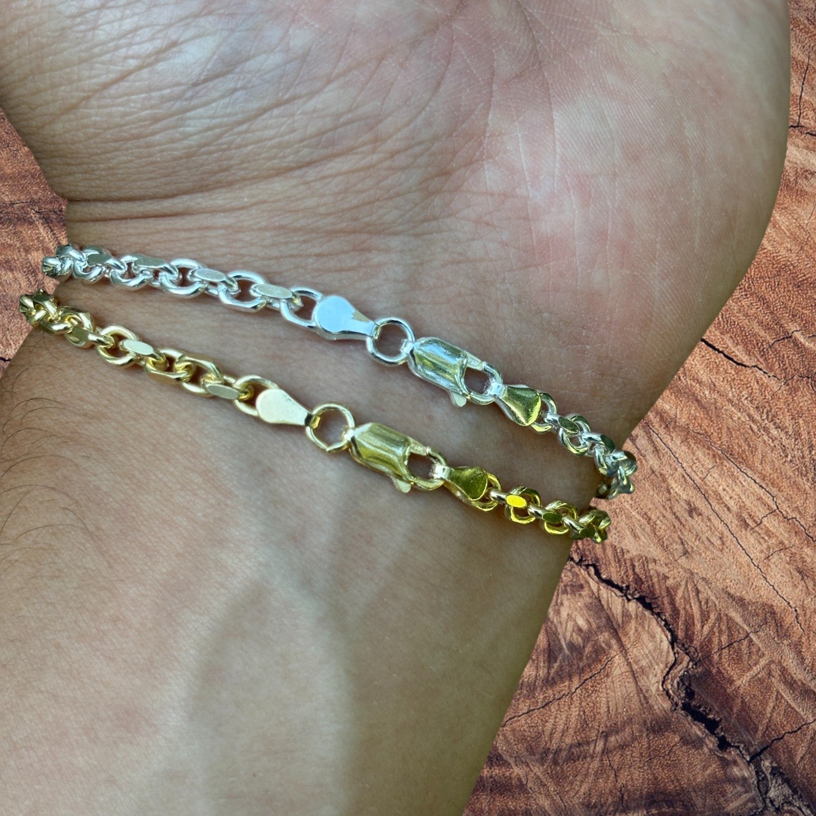 925 Sterling Silver 4mm Anchor Cable Bracelet